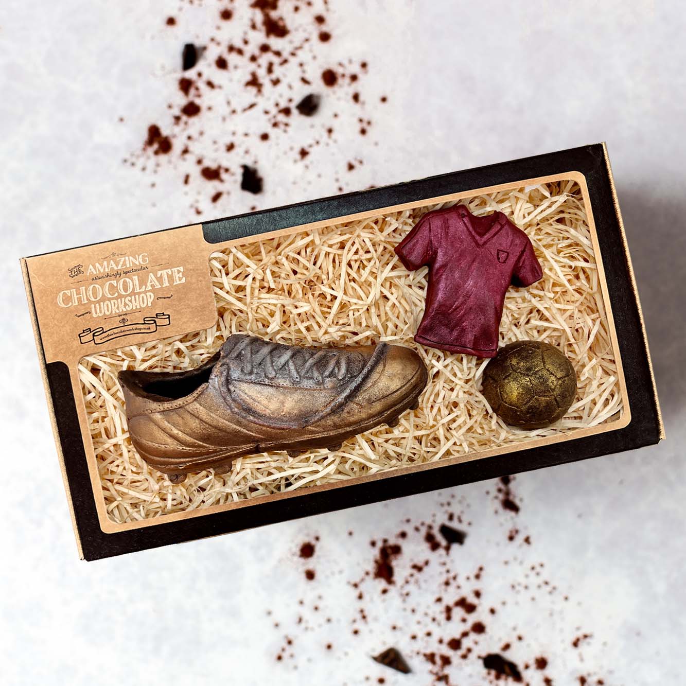 Football Fan Gift Box with Chocolate Ball, Boot and Red Shirt