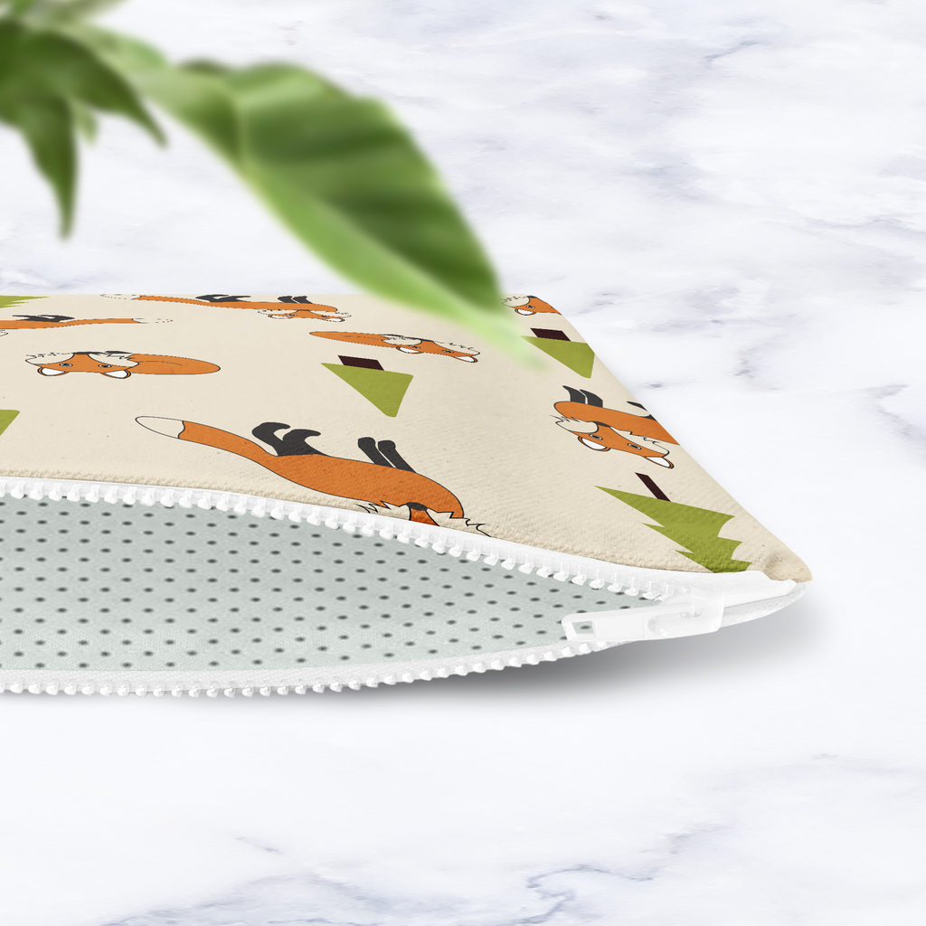 Beige Scandi Foxes Makeup Bag Cream Cosmetic Pouch
