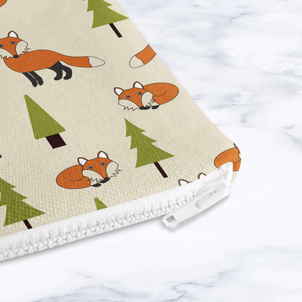 Beige Scandi Foxes Makeup Bag Cream Cosmetic Pouch