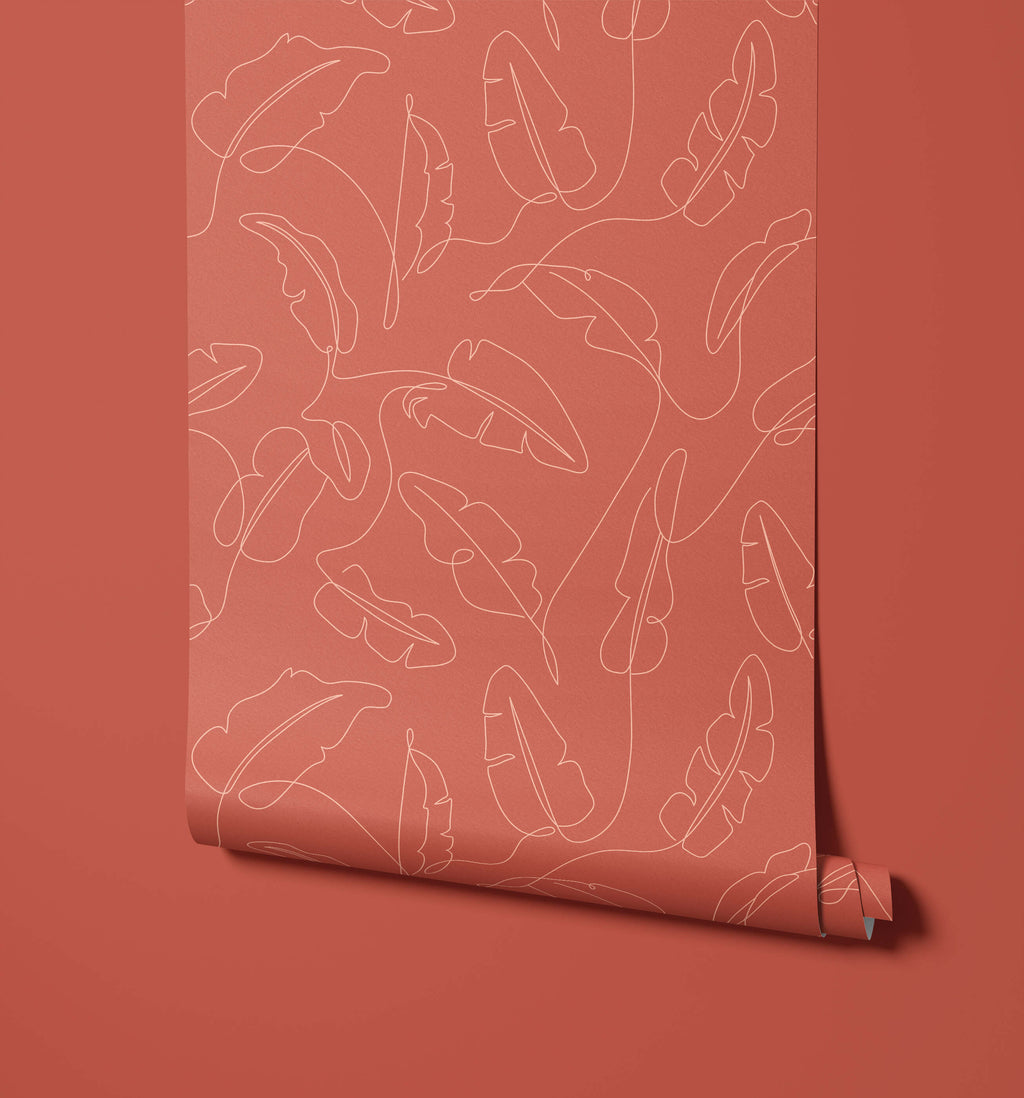 Freya Minimalist Tropical Leaf Wallpaper