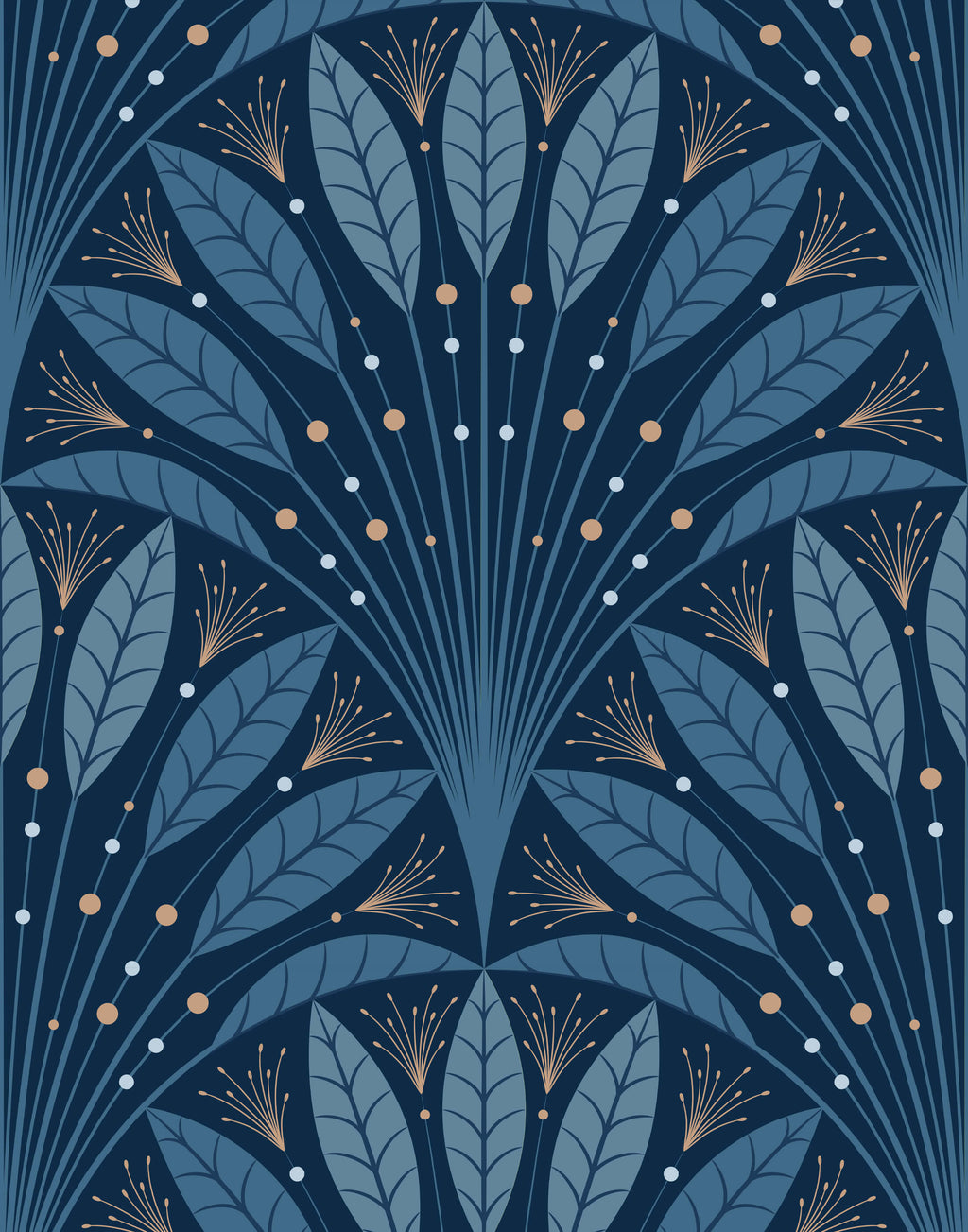 Frond Art Deco Wallpaper in Rich Jewel Tones