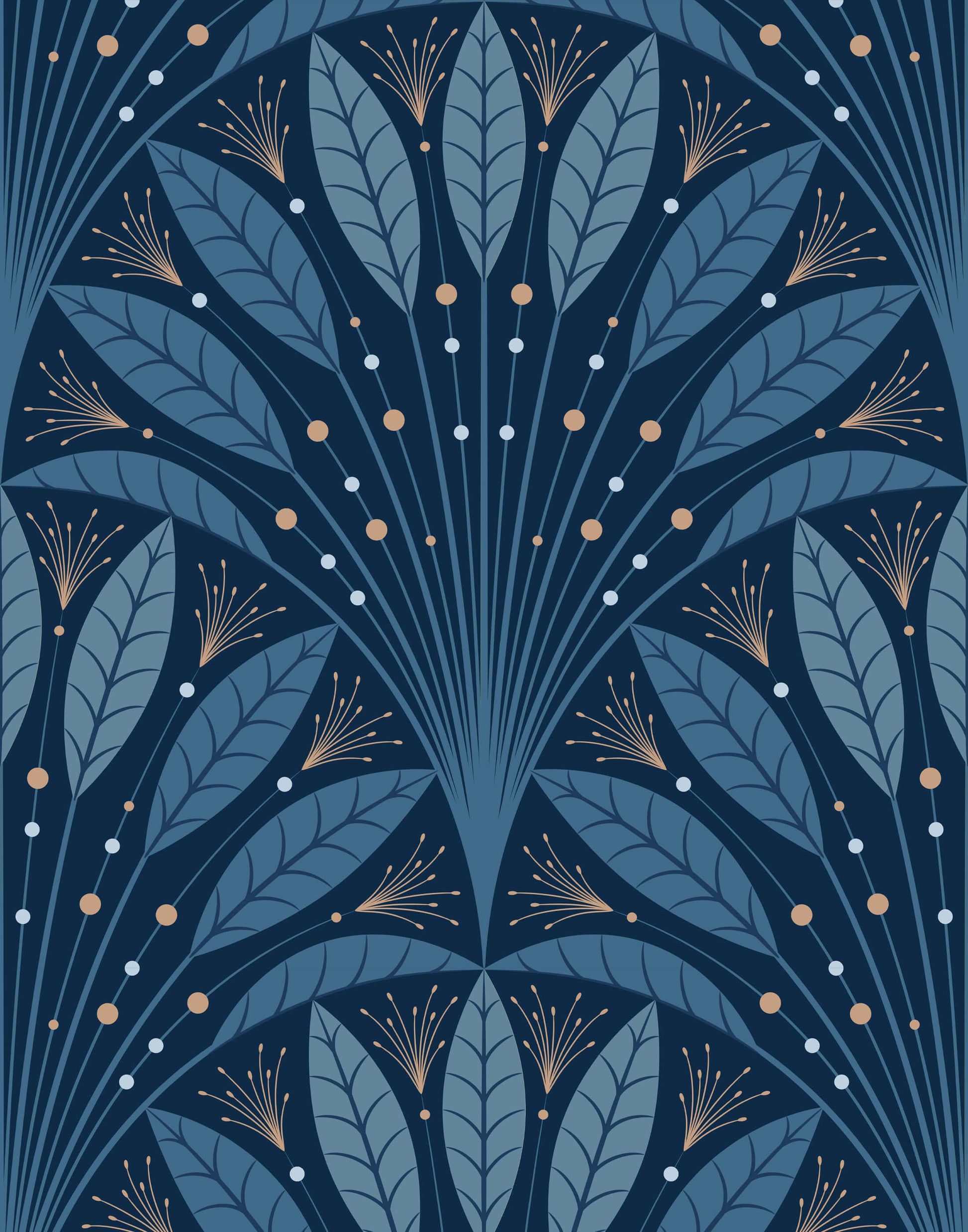Frond Art Deco Wallpaper in Rich Jewel Tones