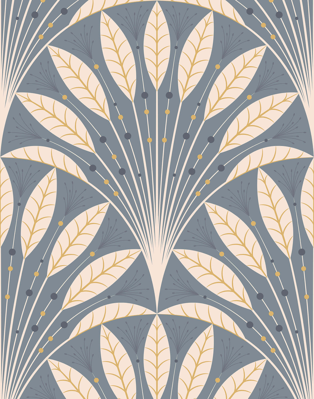 Frond Art Deco Wallpaper in Rich Jewel Tones