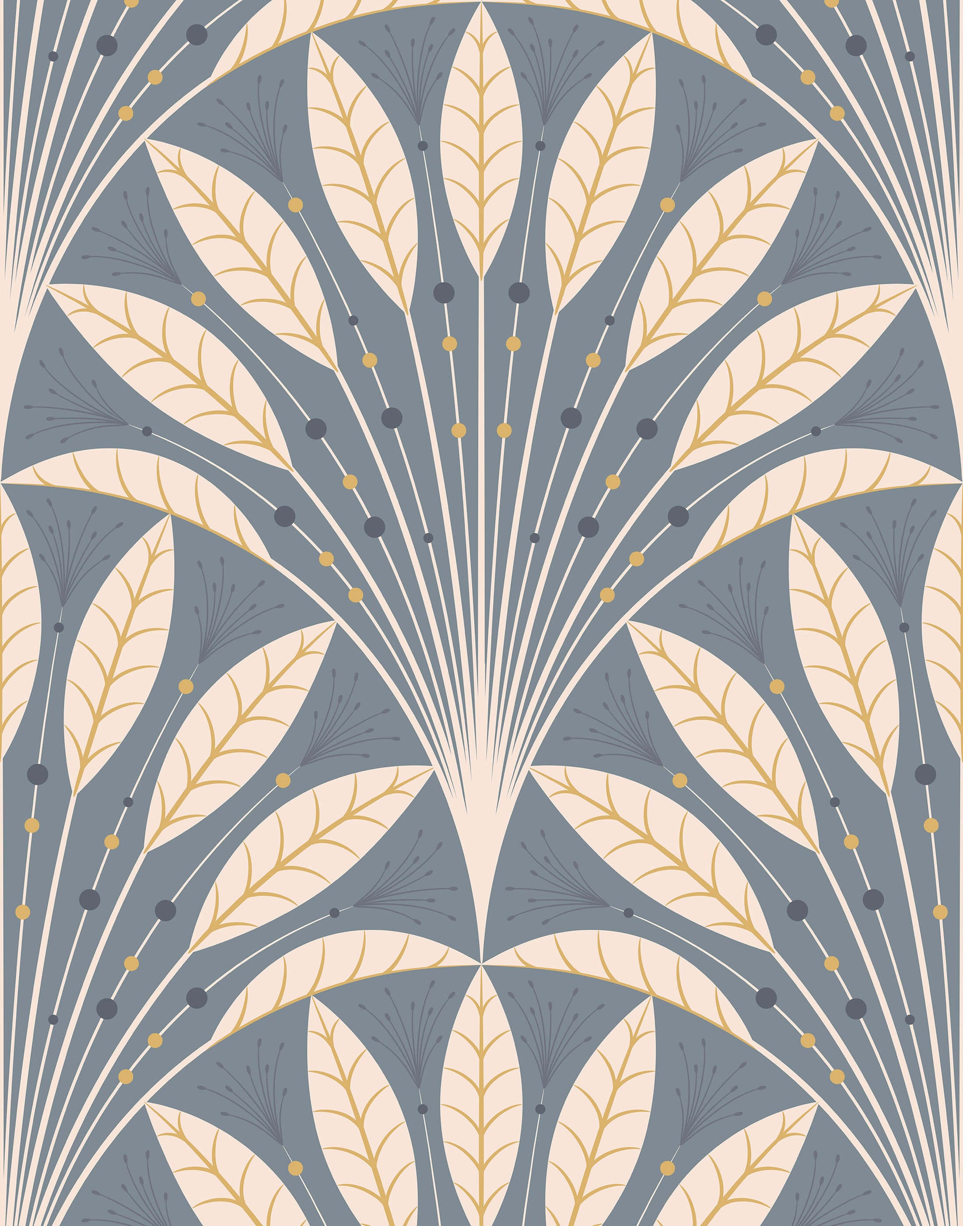 Frond Art Deco Wallpaper in Rich Jewel Tones