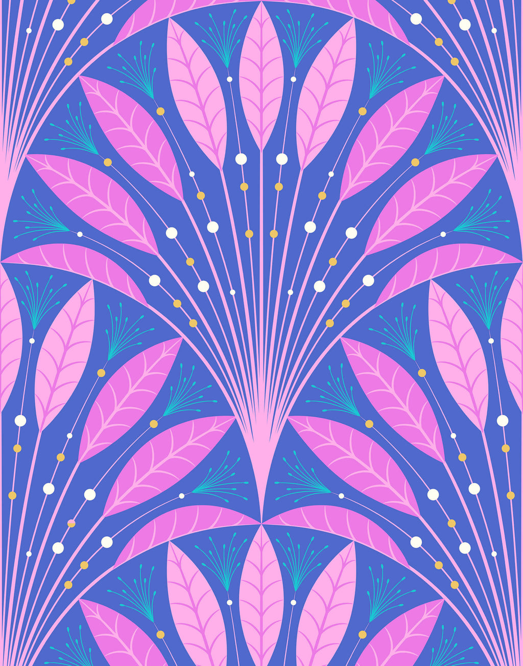 Frond Art Deco Wallpaper in Rich Jewel Tones