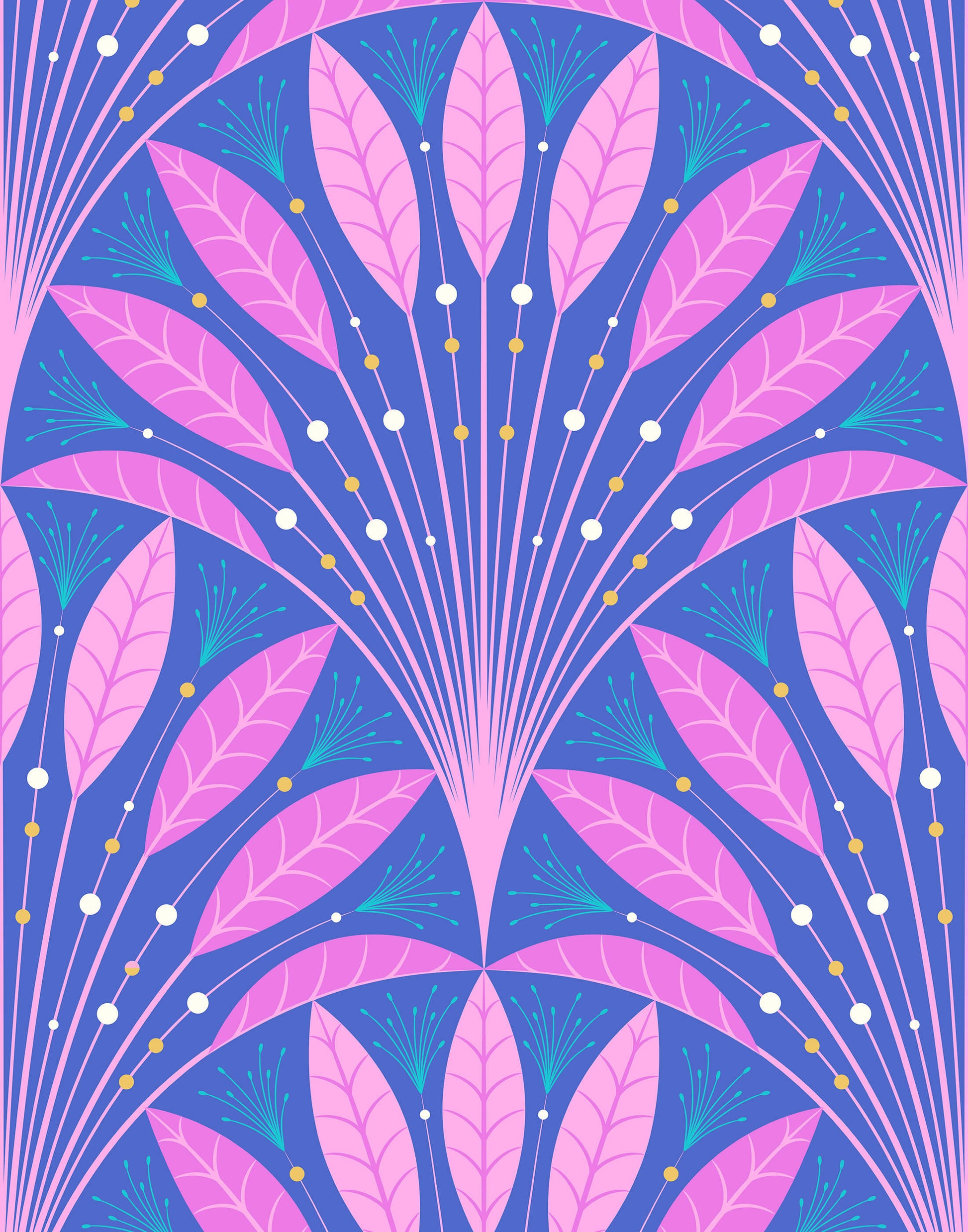 Frond Art Deco Wallpaper in Rich Jewel Tones