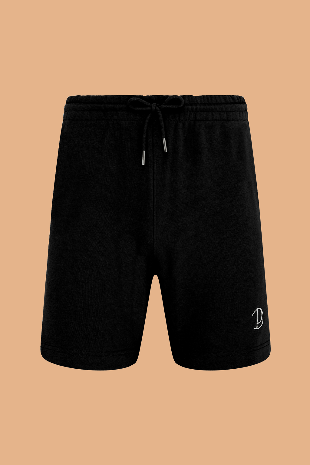 Embroidered P Shorts in Black