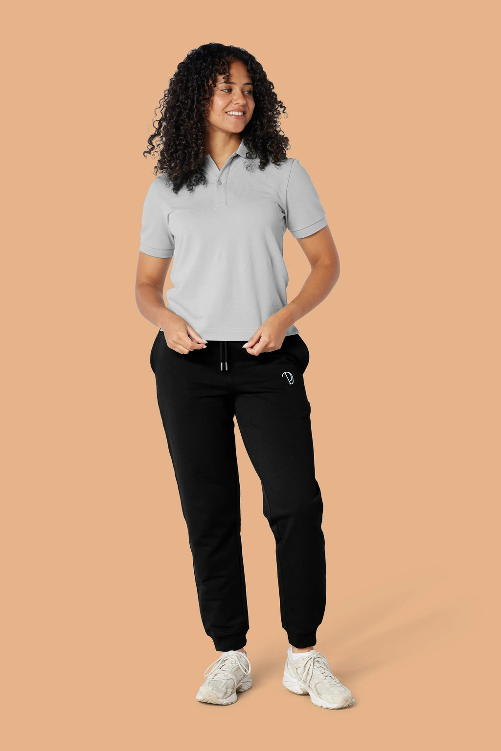 Embroidered P Joggers in Black