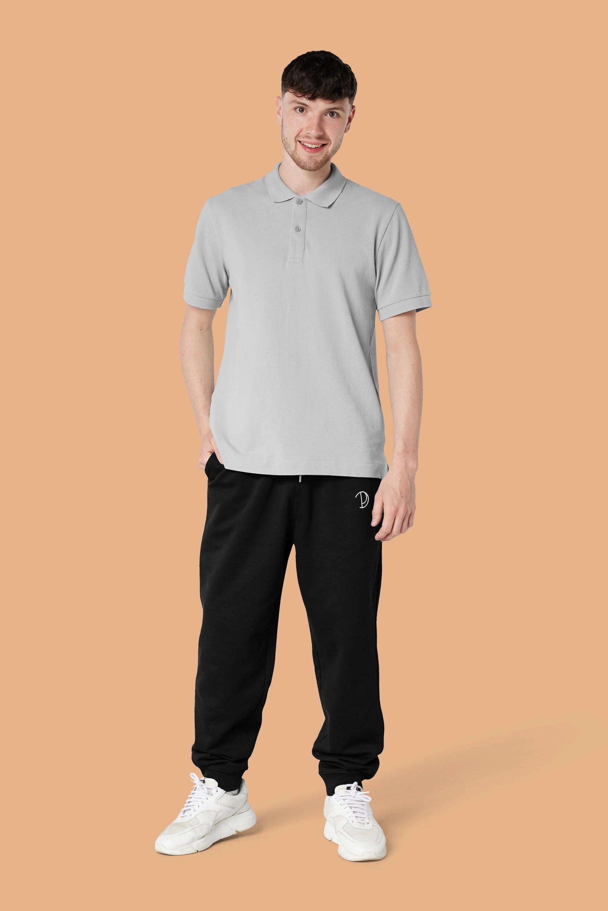 Embroidered P Joggers in Black