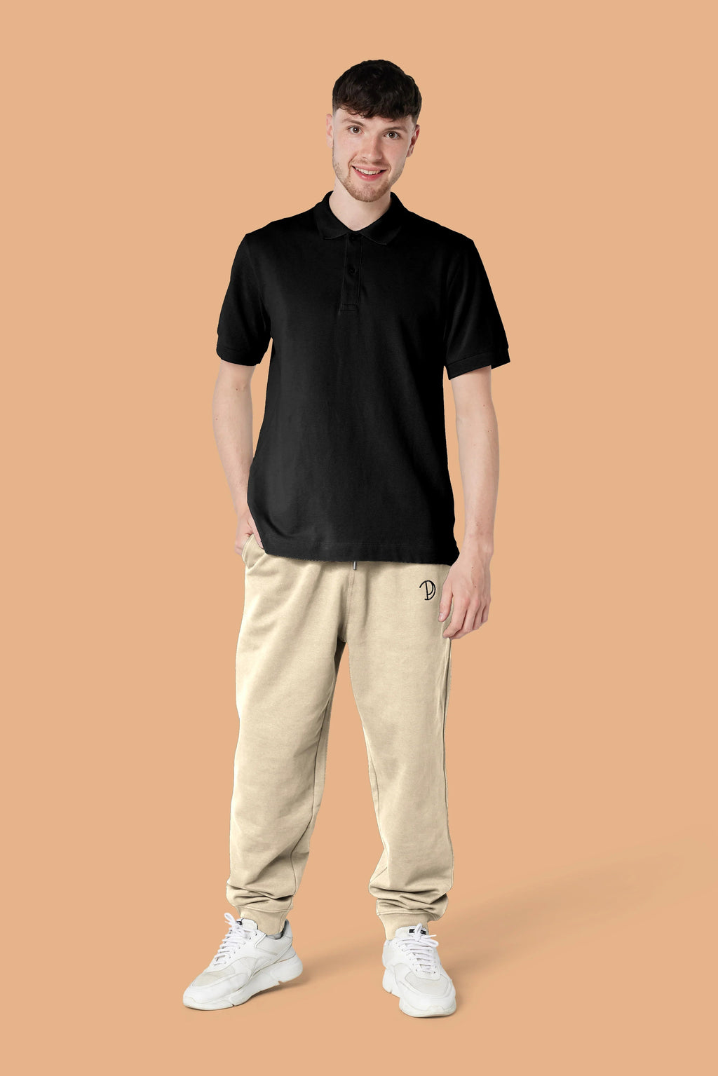 Embroidered P Joggers in Organic Cotton