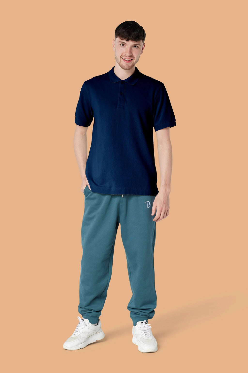 Embroidered P Joggers in Organic Cotton