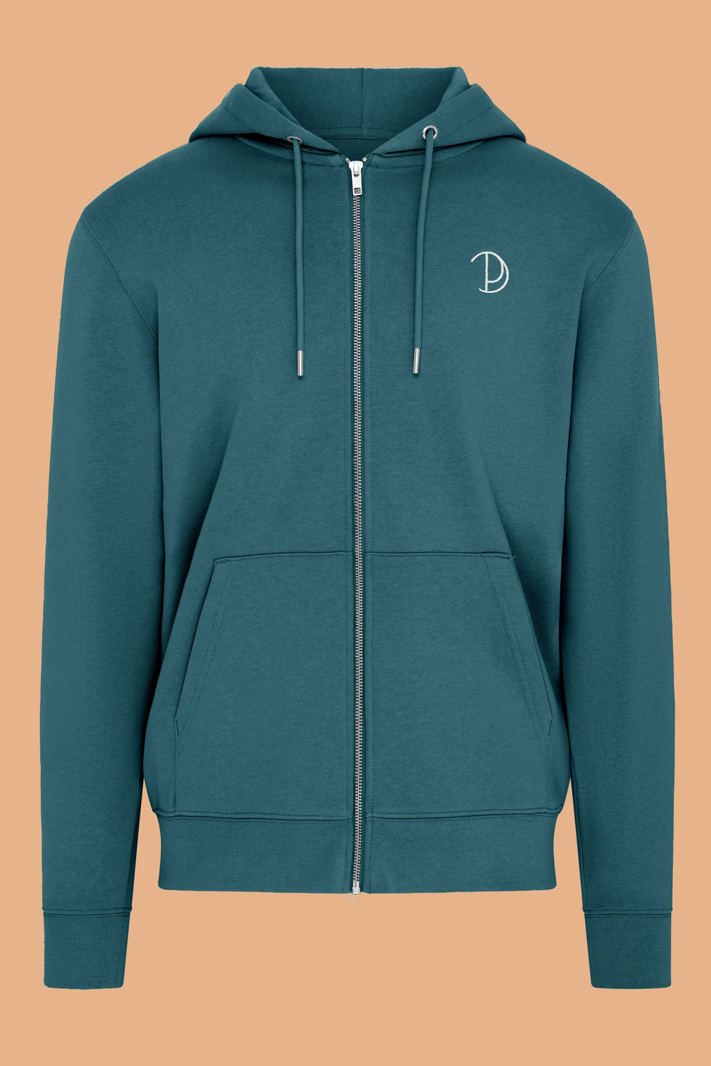 Embroidered P Zip Up Hoodie in Stargazer