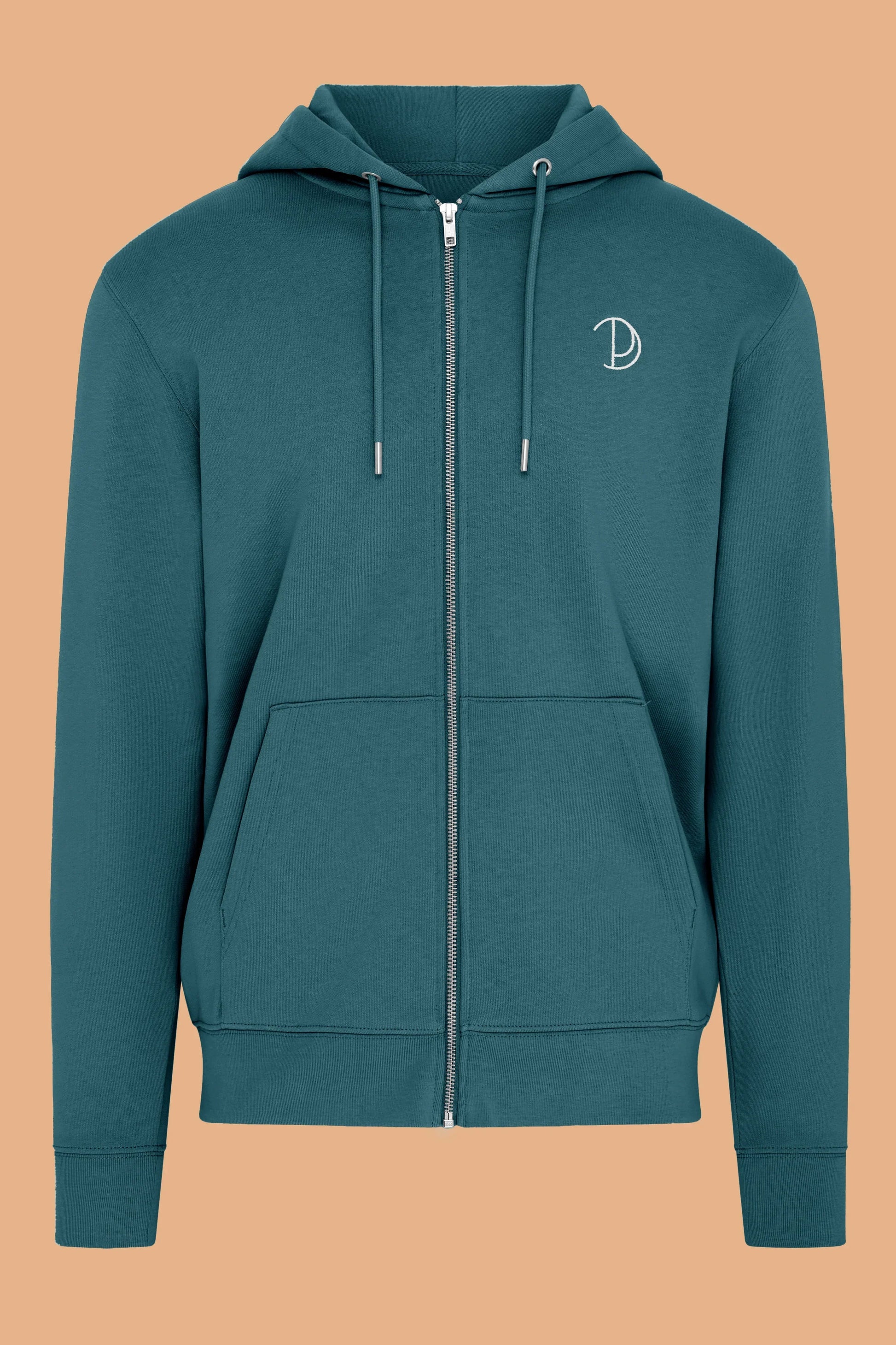 Embroidered P Zip Up Hoodie in Stargazer