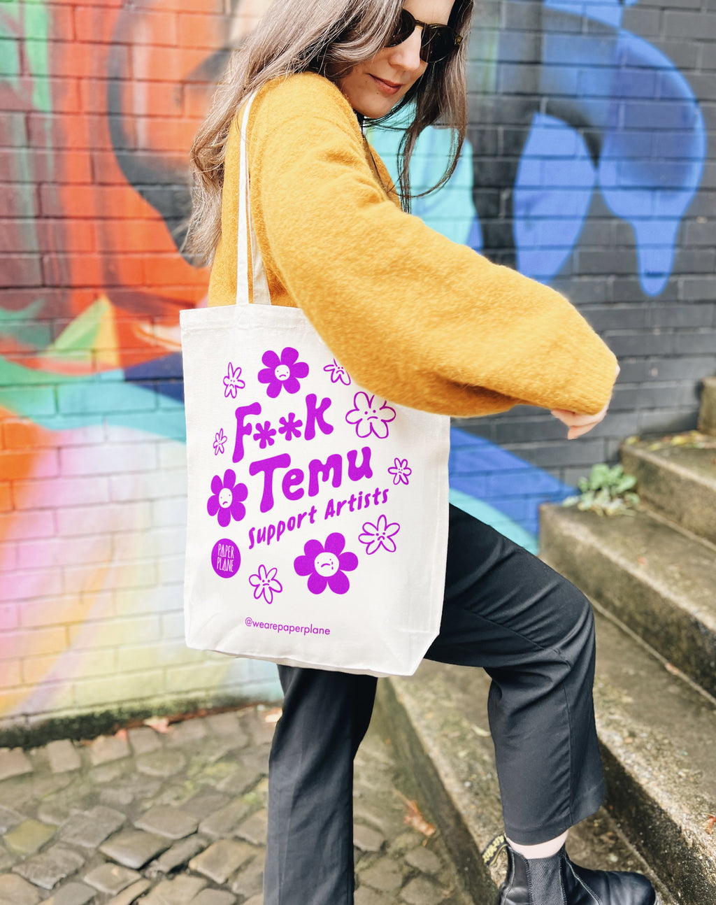 Natural Canvas Tote Bag with Artist Support Message