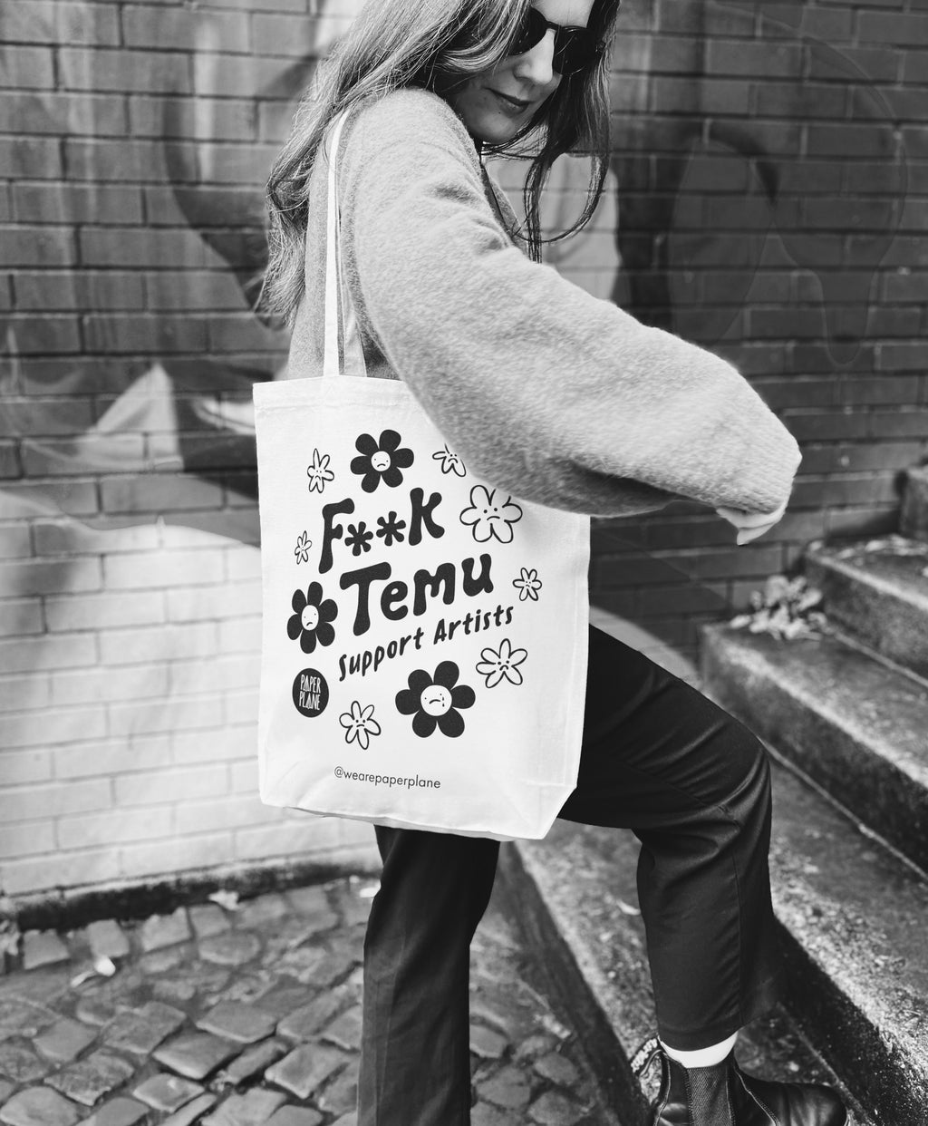 Natural Canvas Tote Bag with Artist Support Message