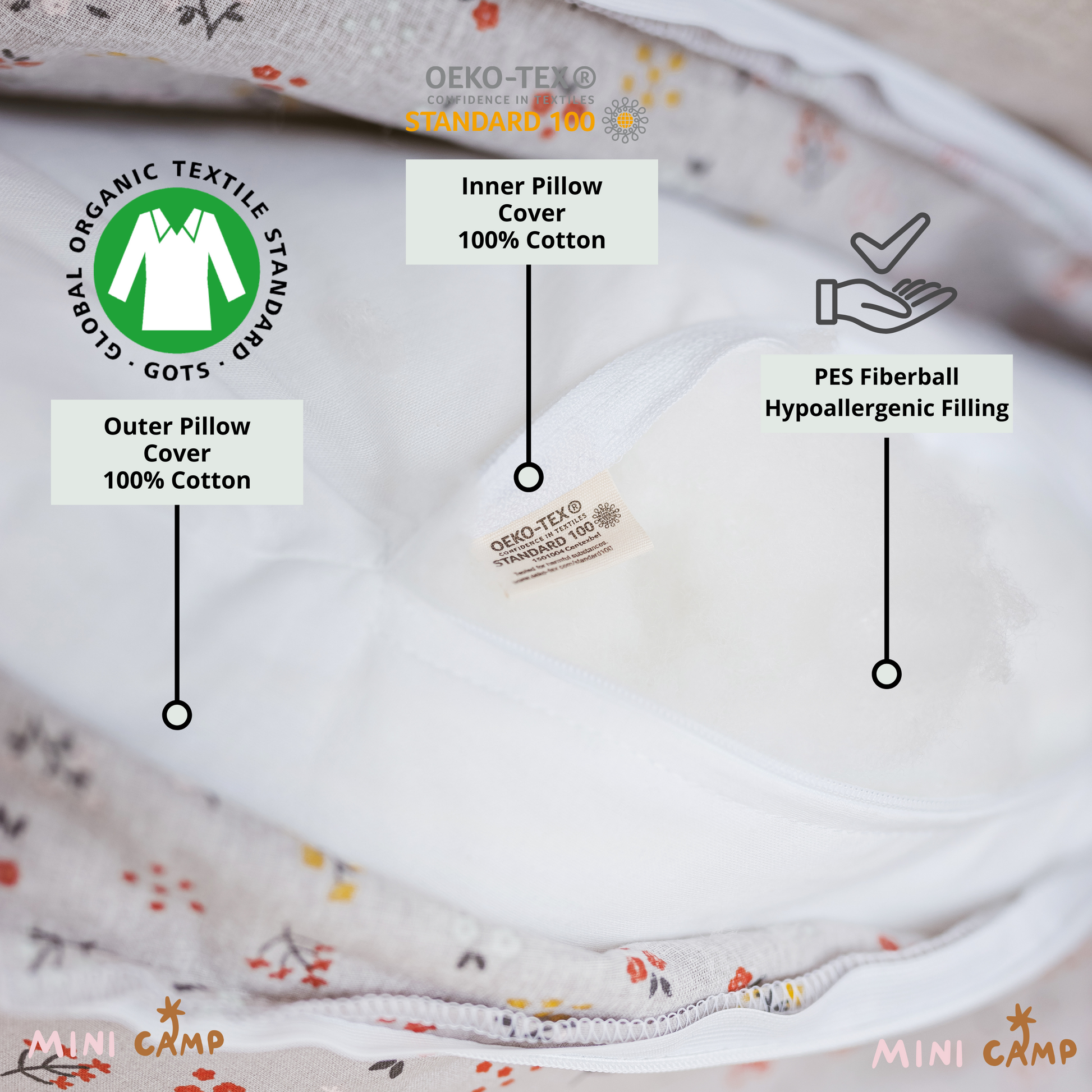 U Shaped Pregnancy Pillow with Organic Cotton Cover in Grey