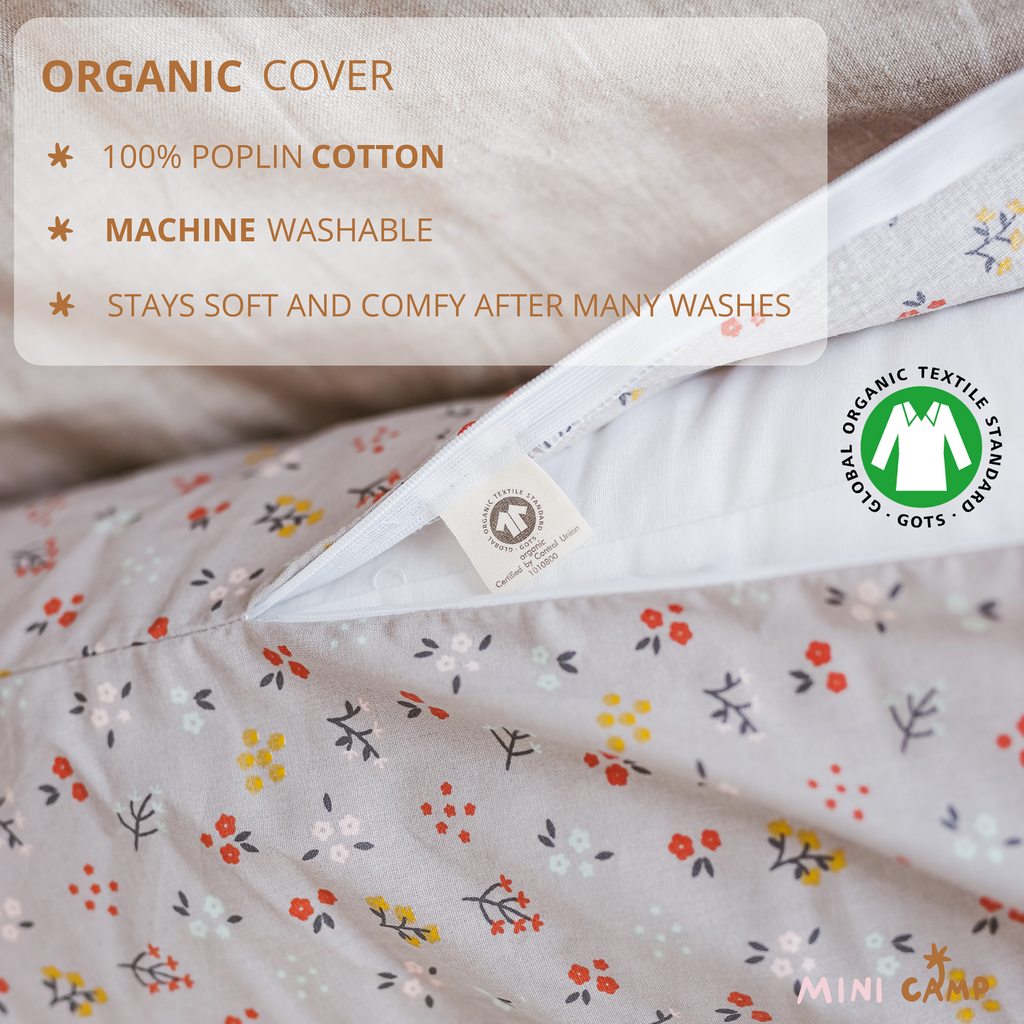 U Shaped Pregnancy Pillow with Organic Cotton Cover in Grey