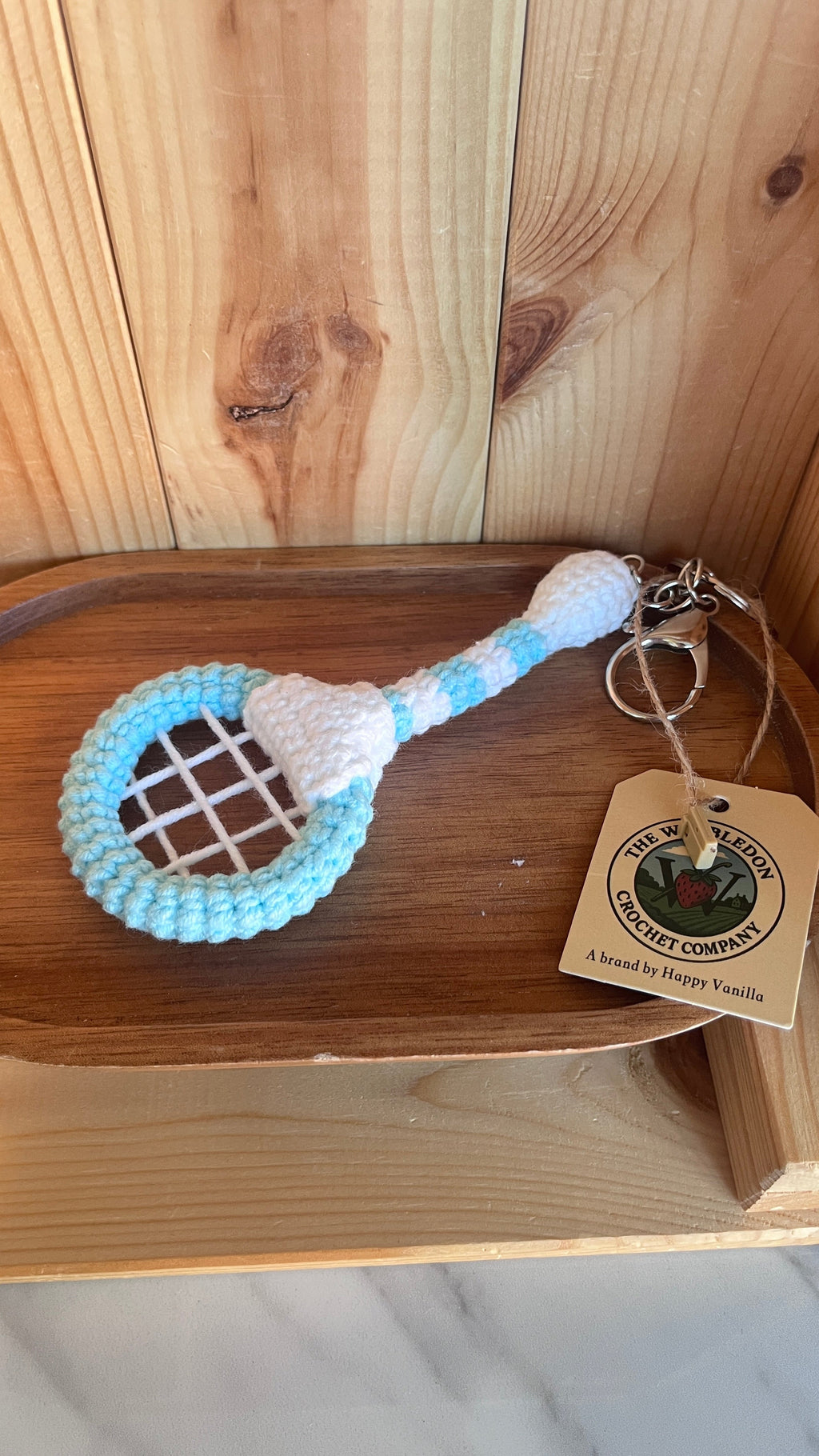 Crochet Tennis Ball Keychain with Smiling Face
