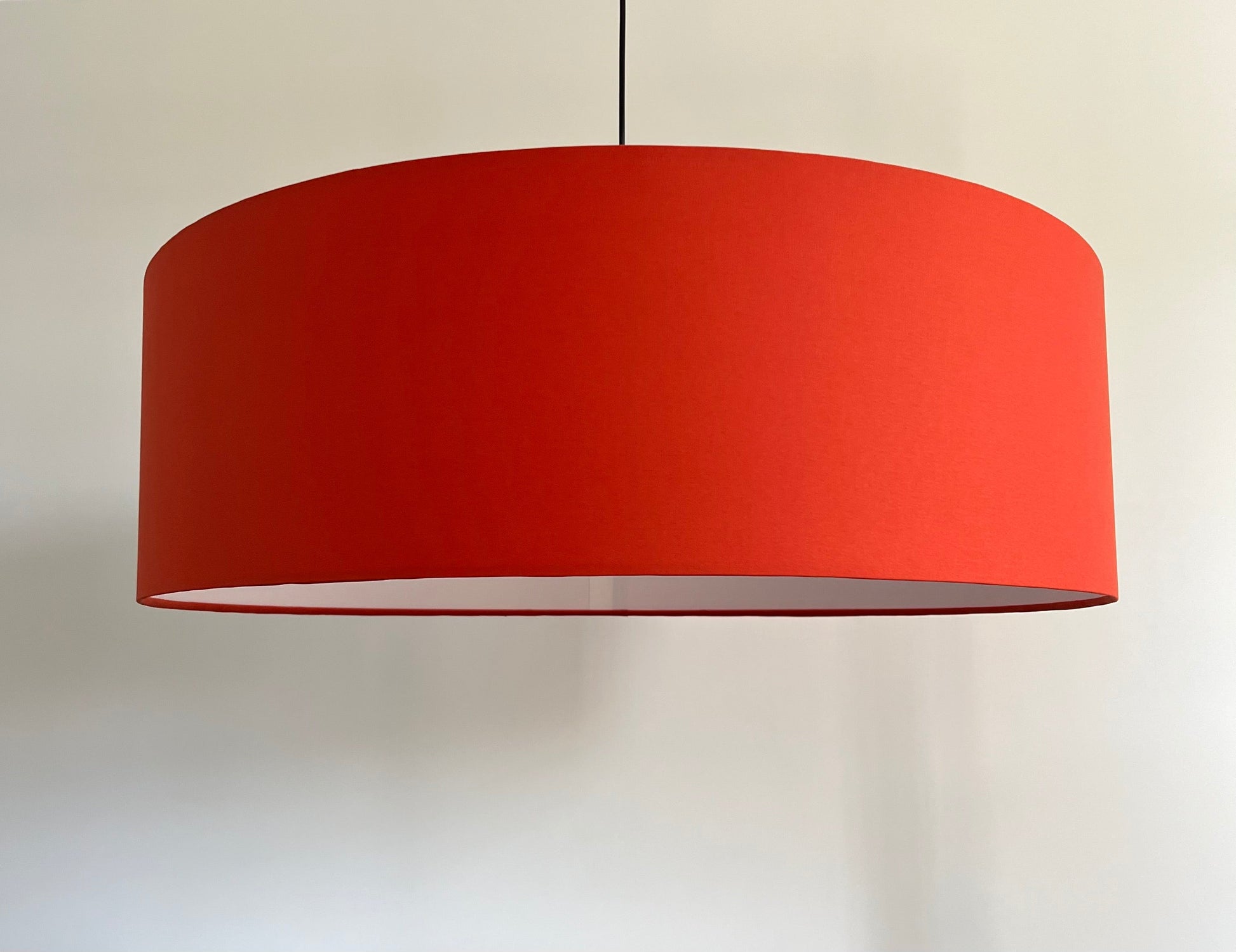 Burnt orange cotton drum lampshade/ ceiling shade with a white lining