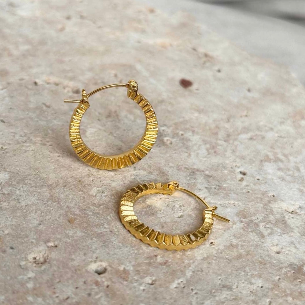 Ridged Gold Hoops