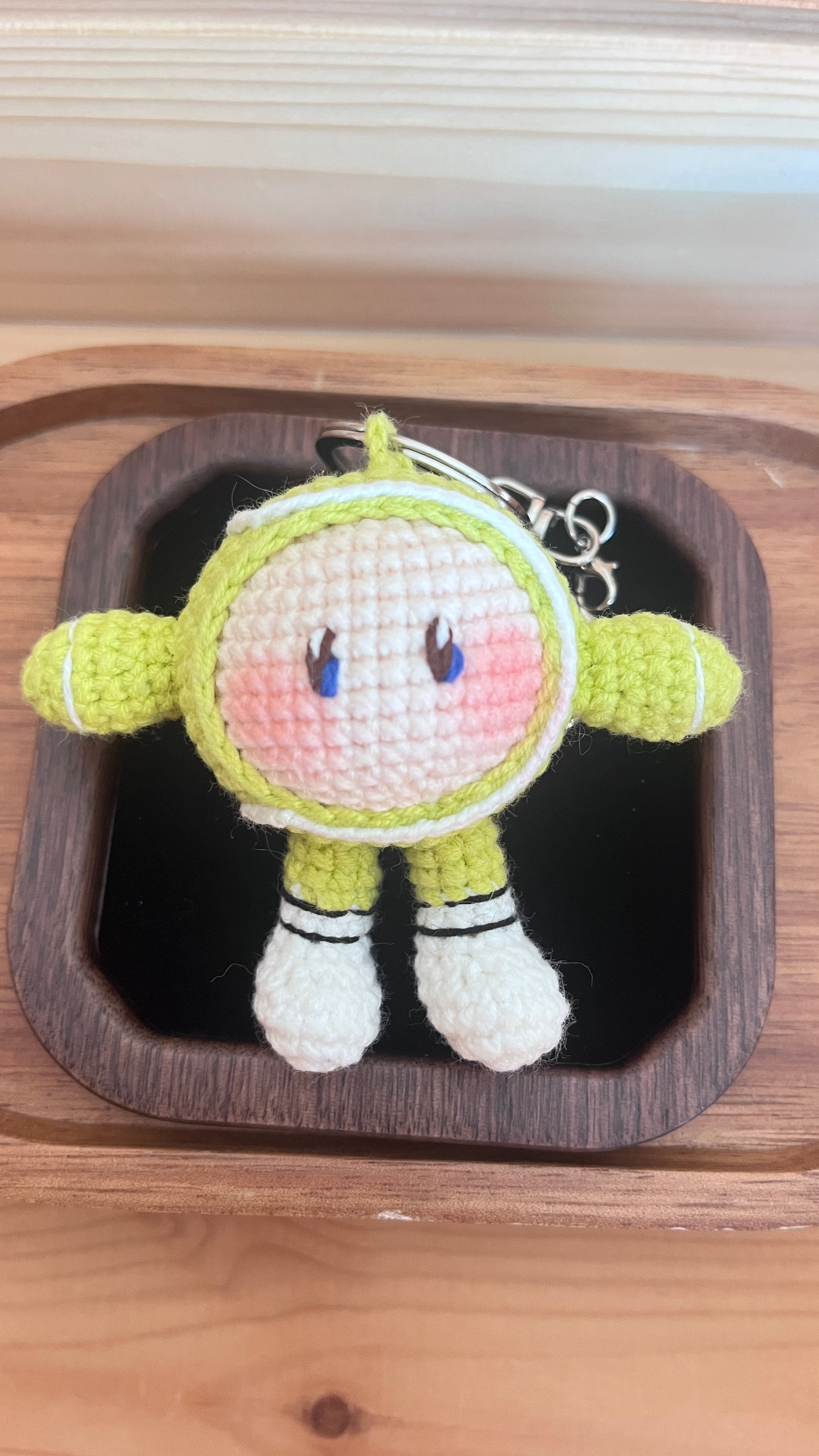 Crochet Tennis Ball Keychain with Smiling Face