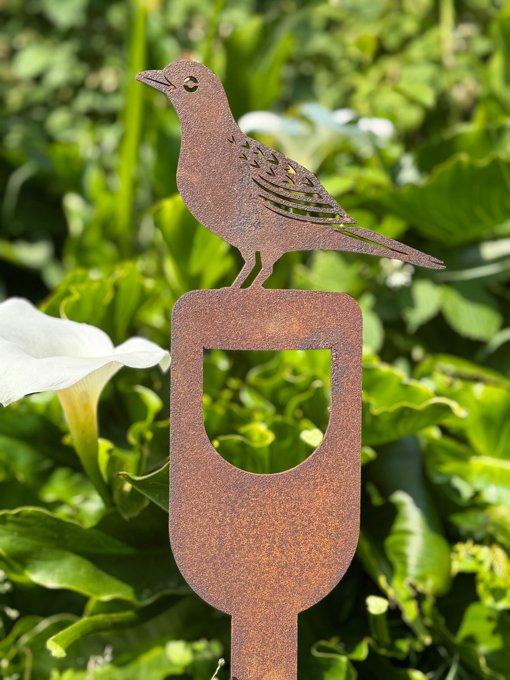 Rusty Metal Blackbird Garden Stake Decoration