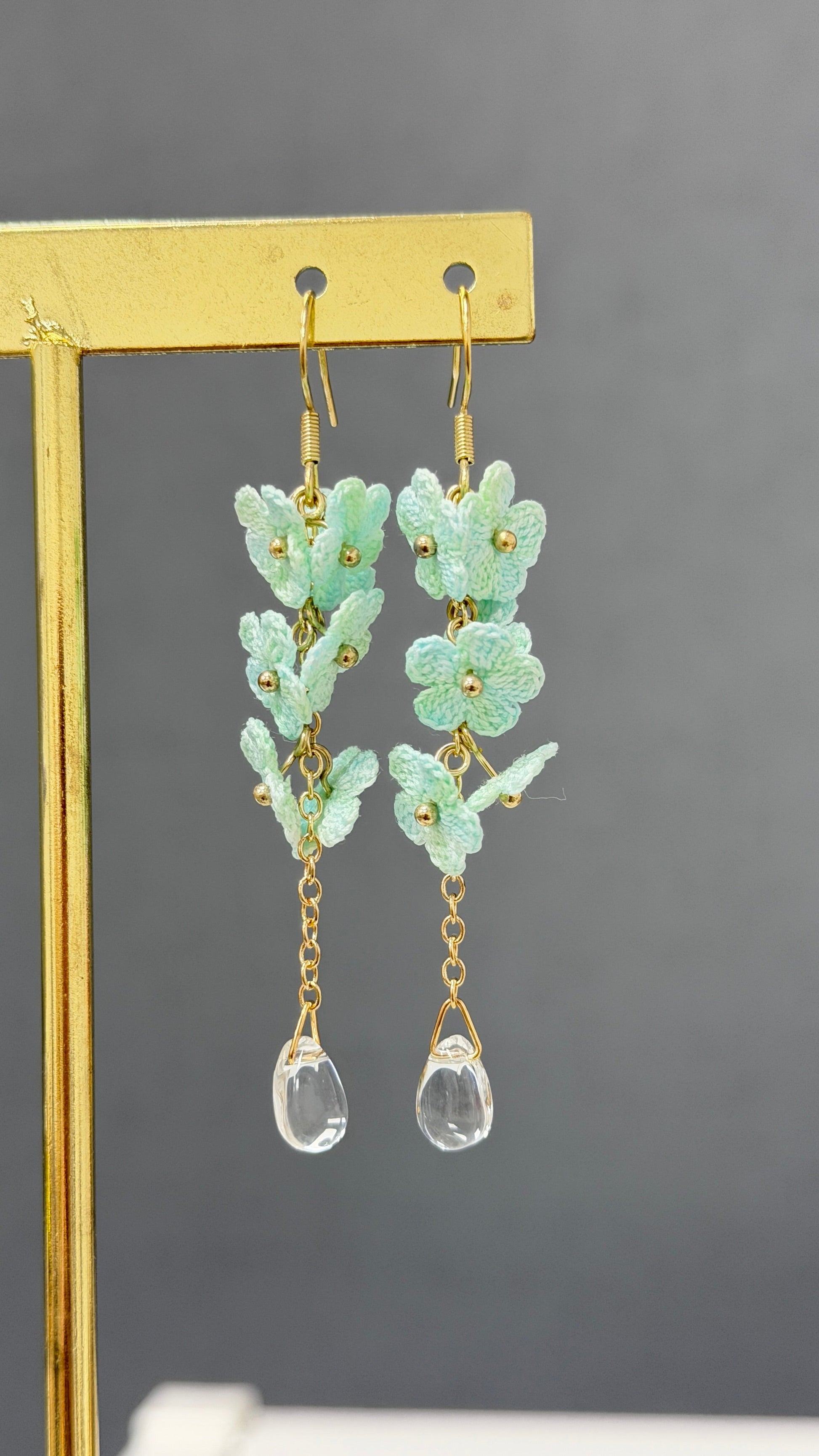 Forget Me Not Micro Crochet Earring Danglers in Gold