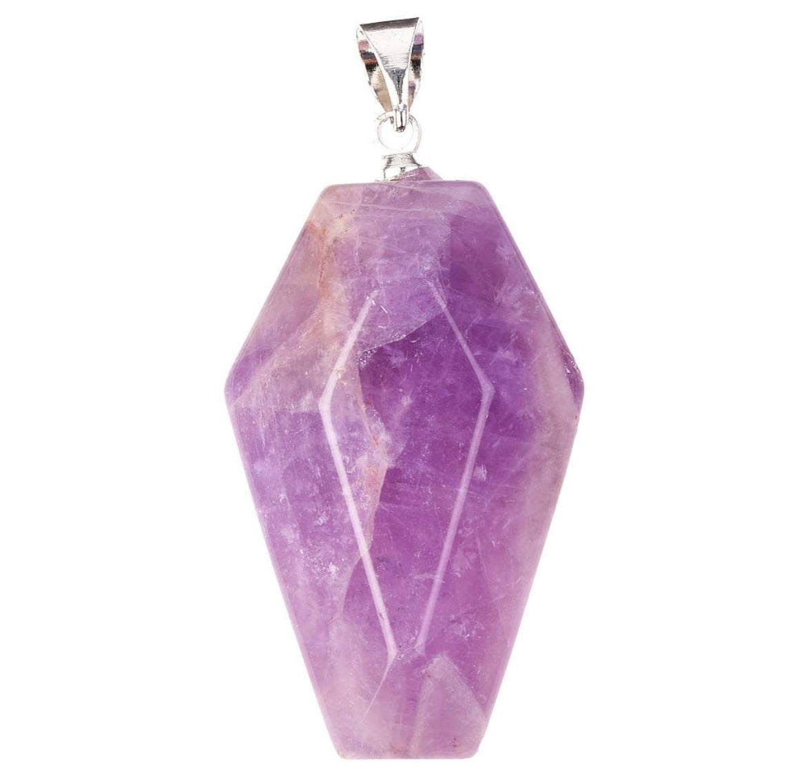 Amethyst Casket Necklace 20 inch Silver Plated Chain