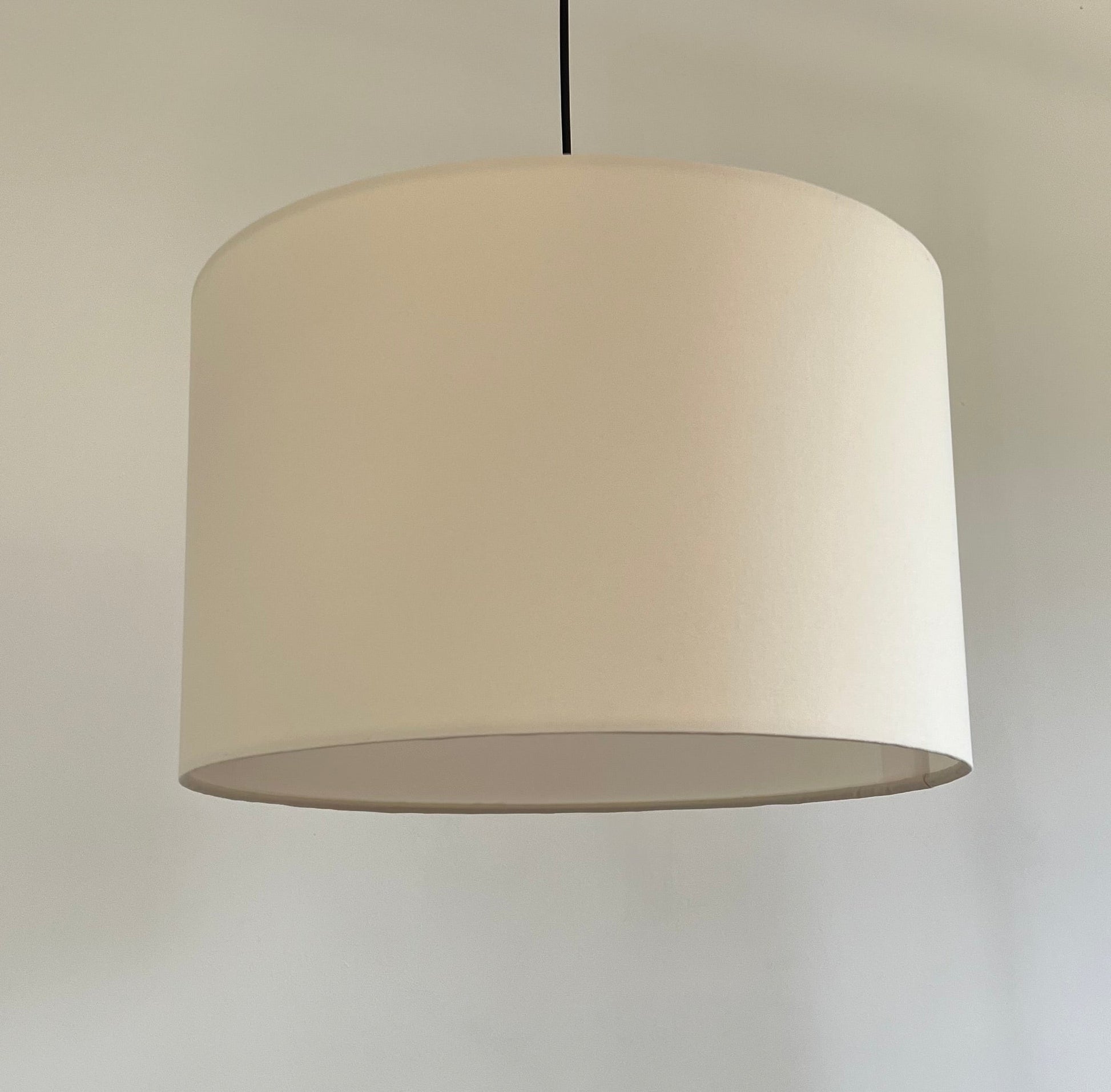 Cream cotton drum lampshade/ ceiling shade with a white lining