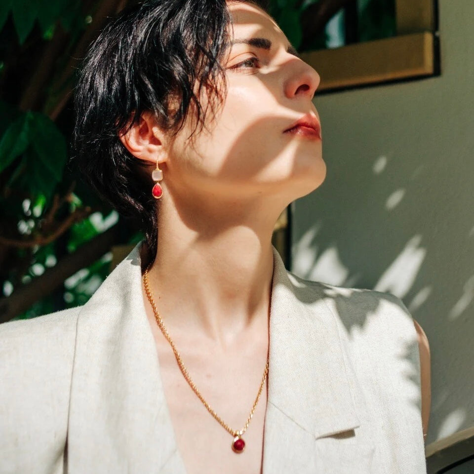 Charis Round Gemstone Necklace Ruby