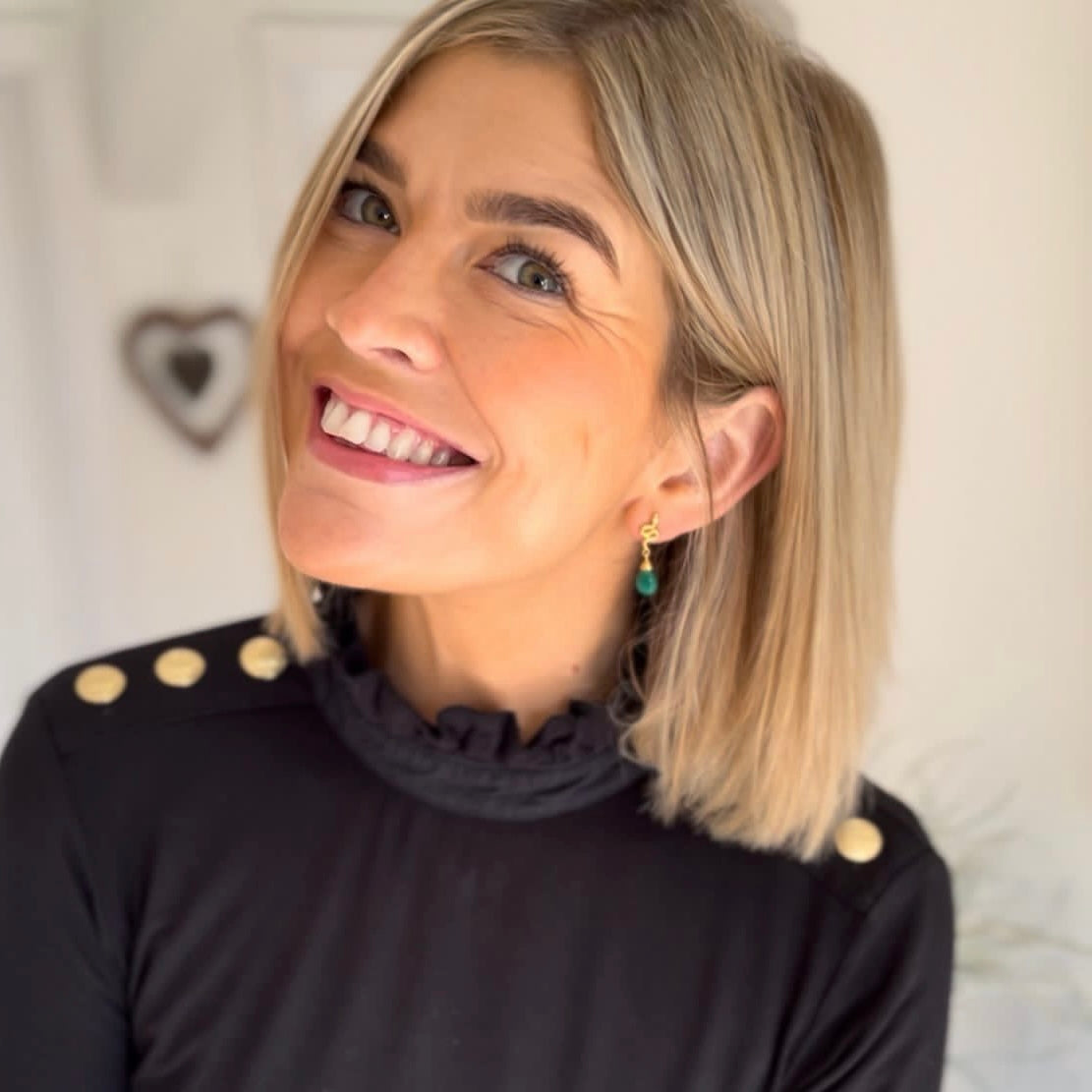 Medusa Small Gemstone Drop Earrings in Malachite