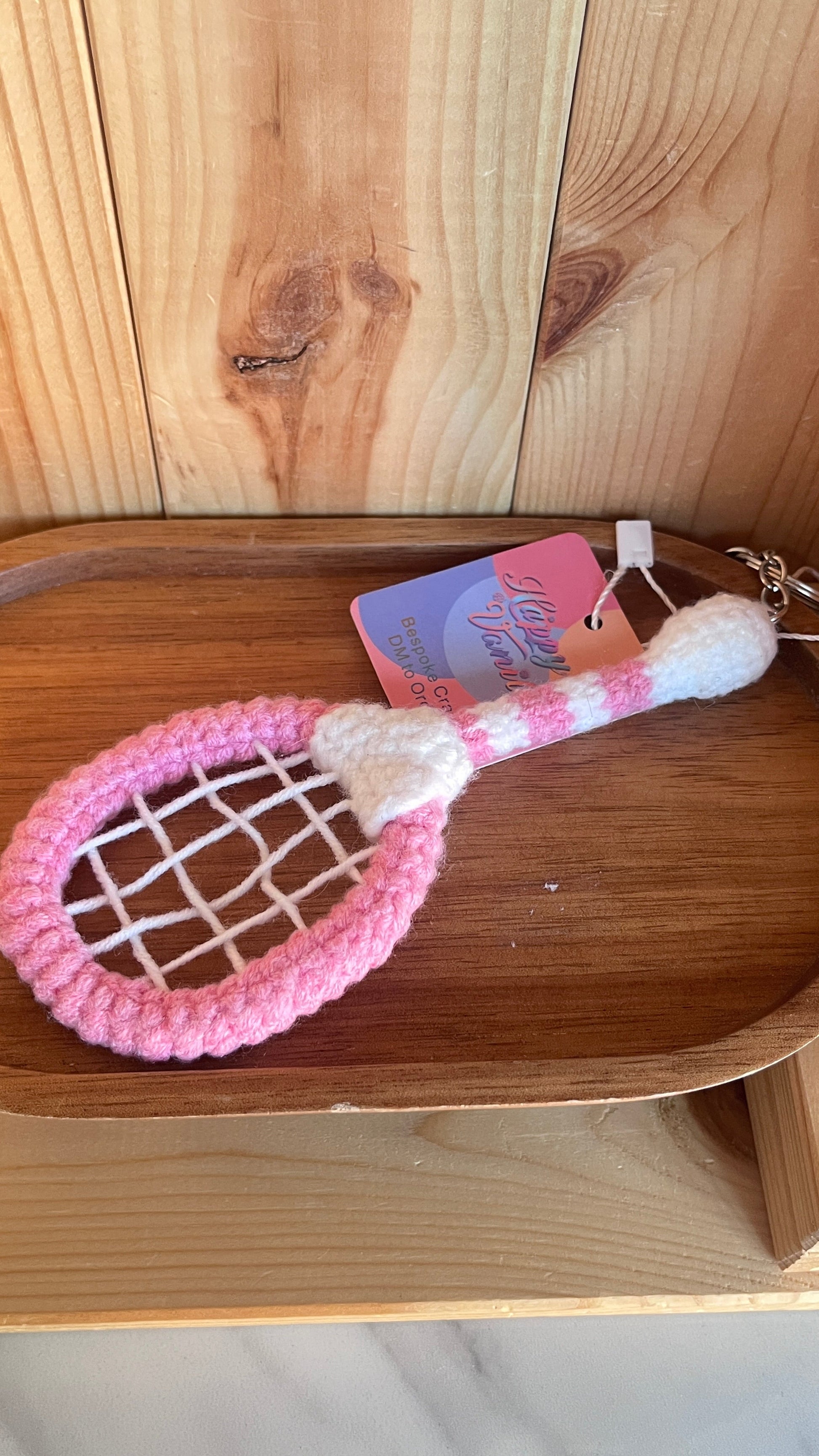 Crochet Tennis Ball Keychain with Smiling Face