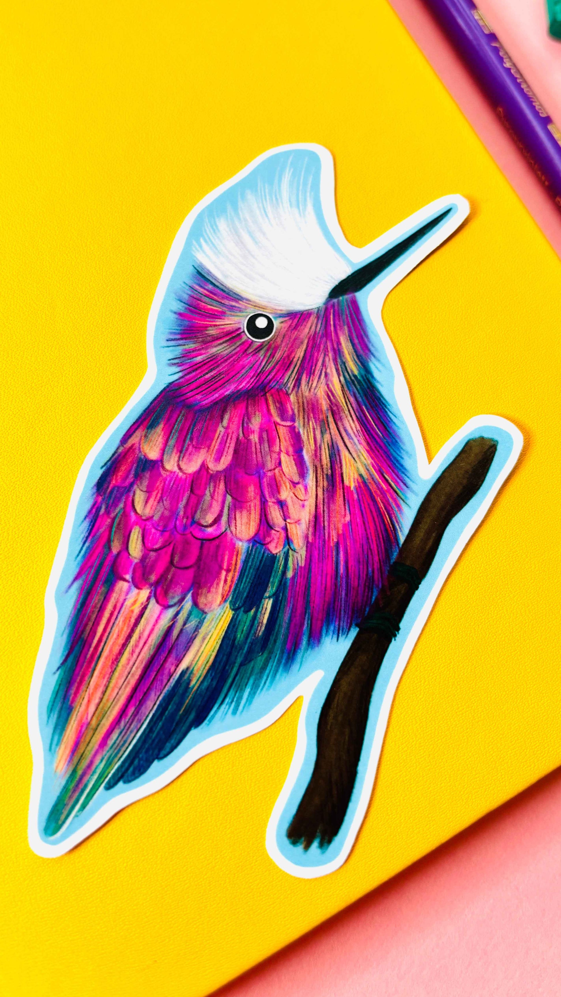 Snowcap Hummingbird Illustrated Vinyl Sticker