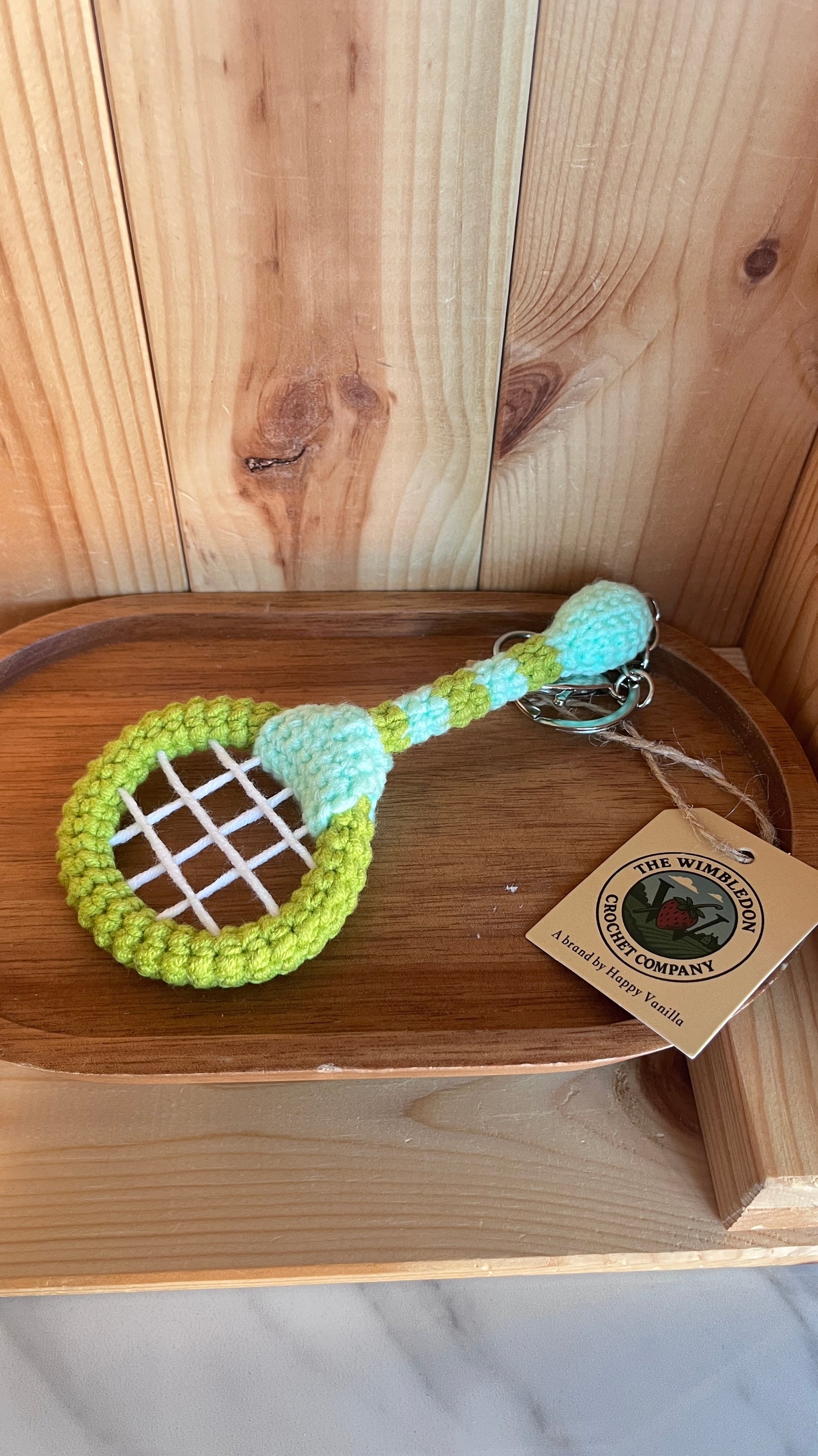 Crochet Tennis Ball Keychain with Smiling Face