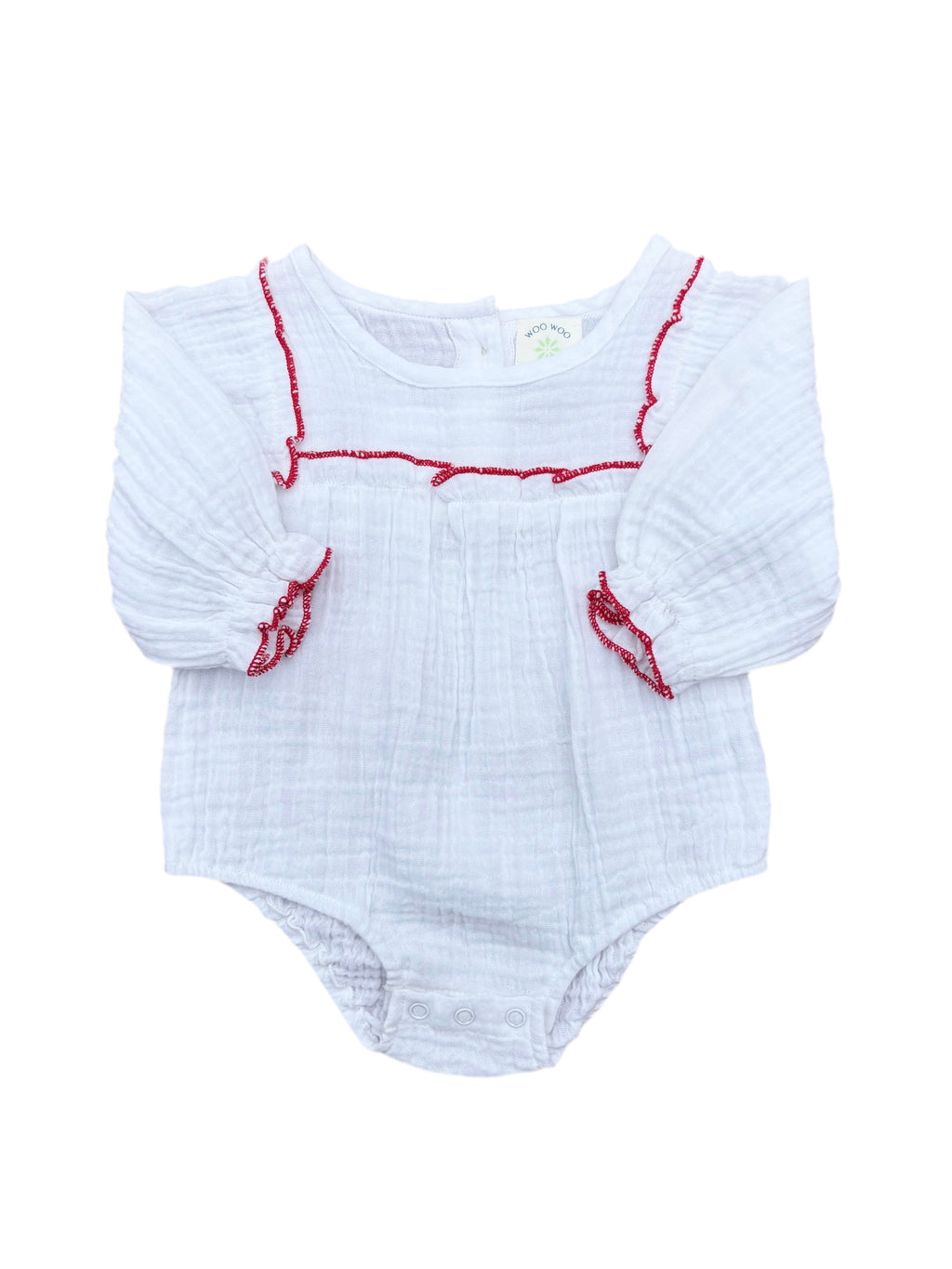 Red Ruffle Organic Cotton Muslin Romper