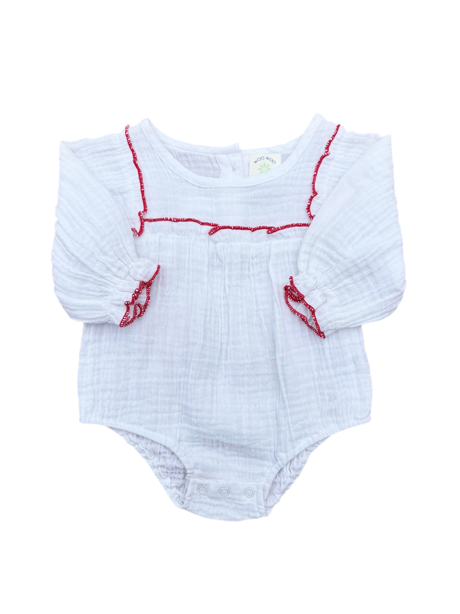 Red Ruffle Organic Cotton Muslin Romper