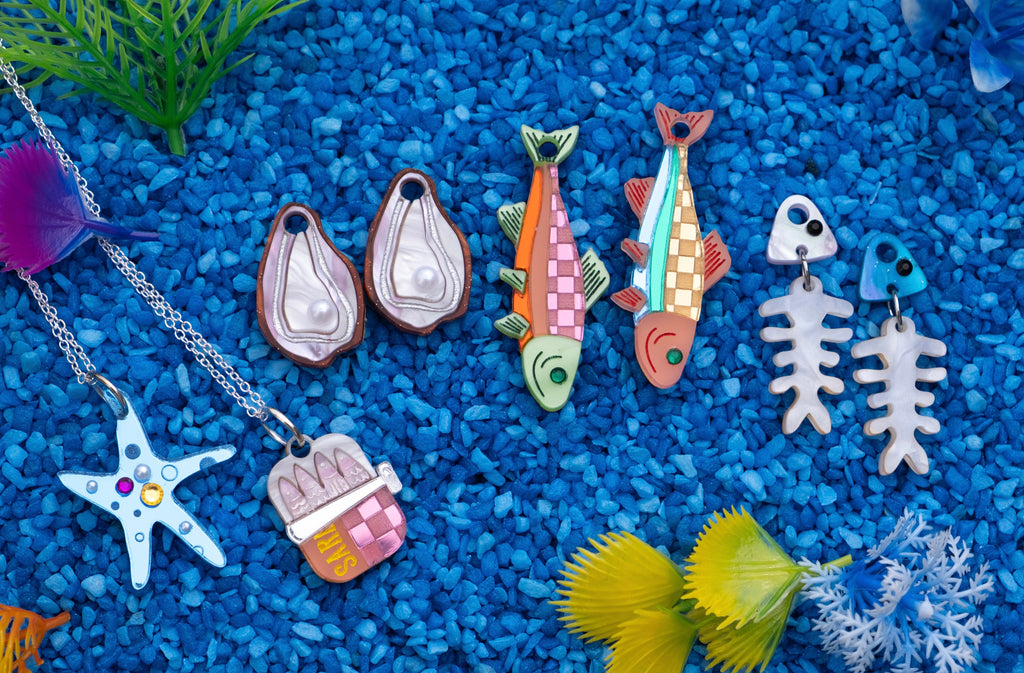 Fish Skeleton Hoop Earrings
