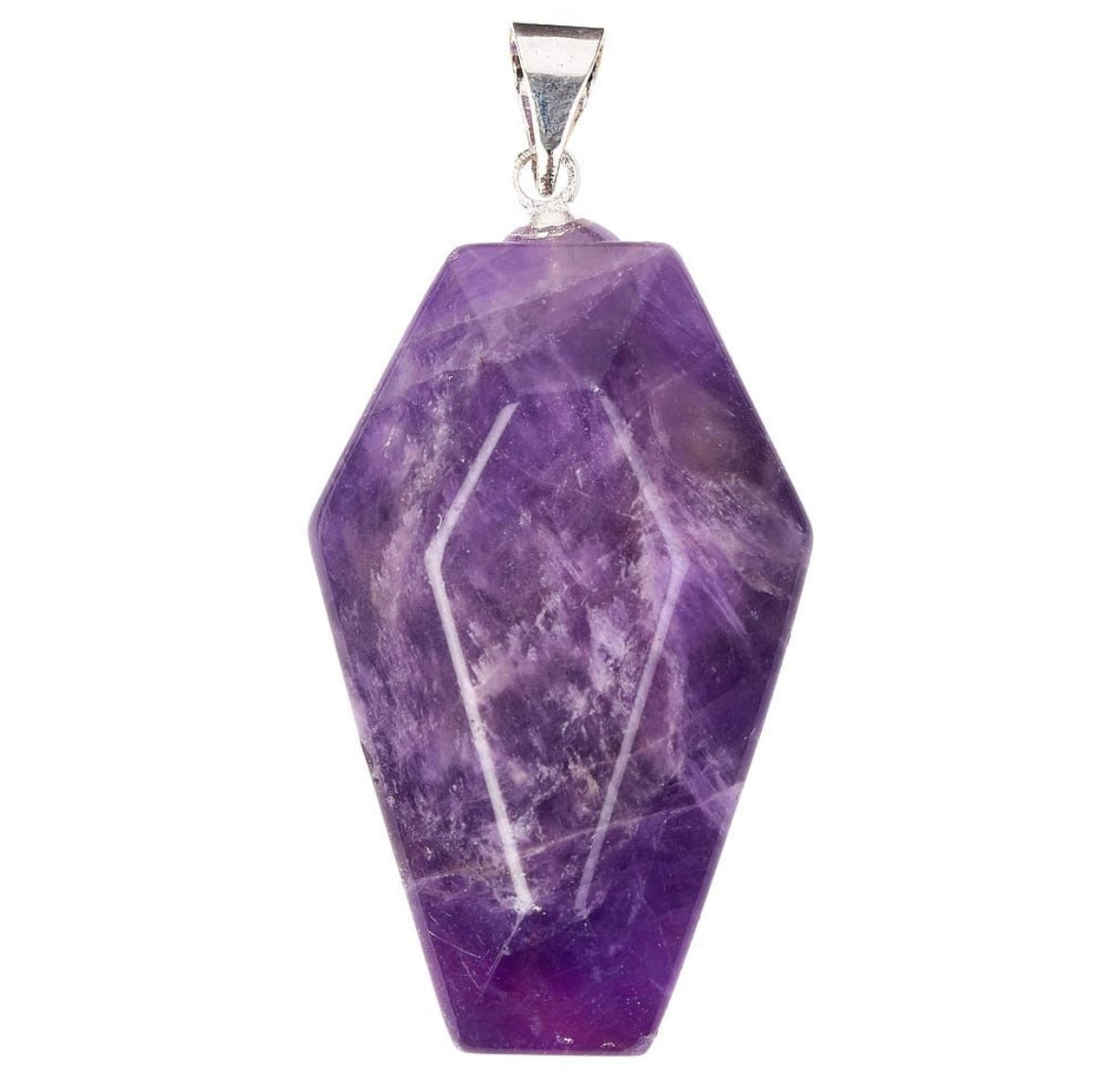 Amethyst Casket Necklace 20 inch Silver Plated Chain