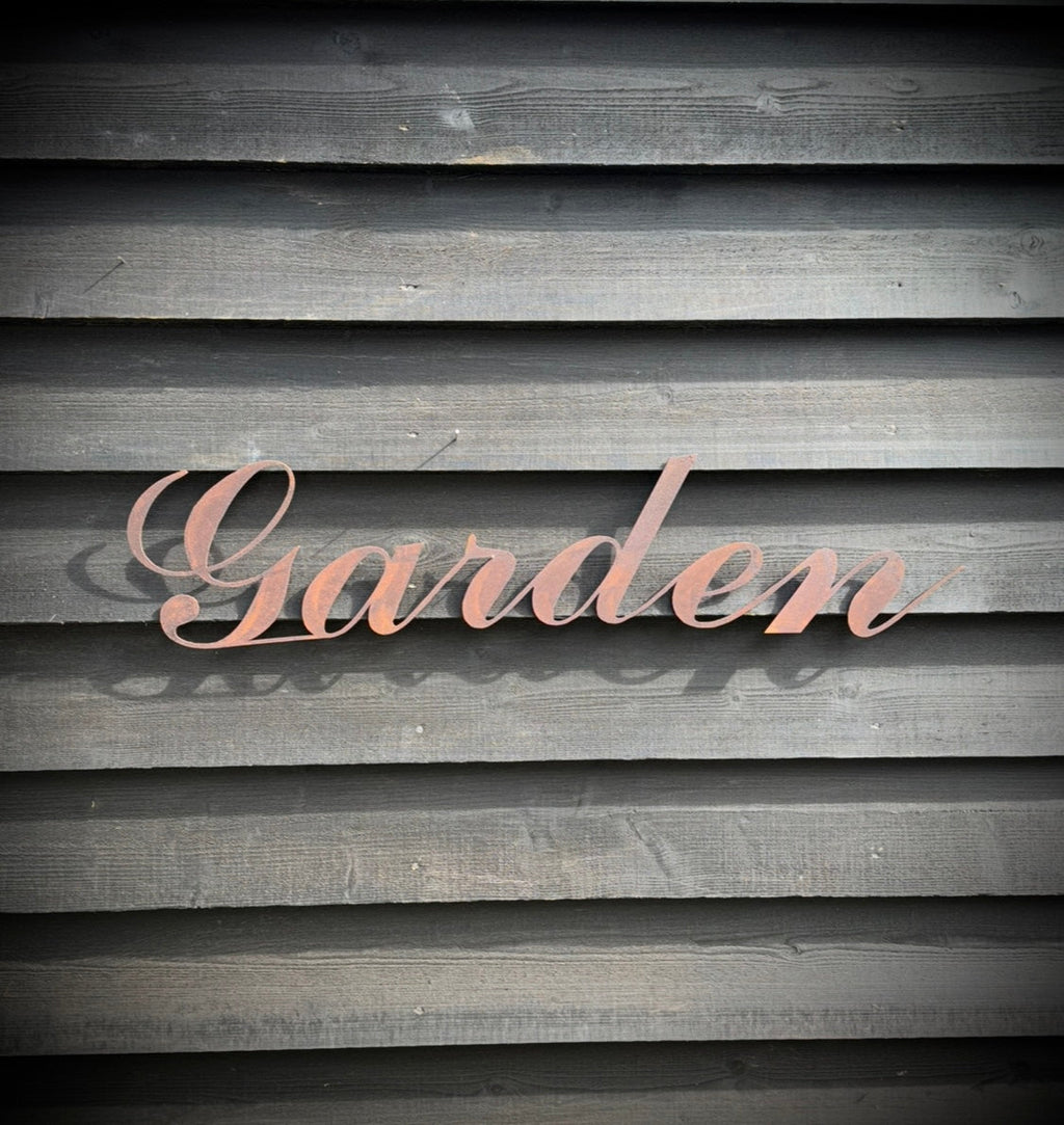 Rusty Metal Garden Sign Wall Feature