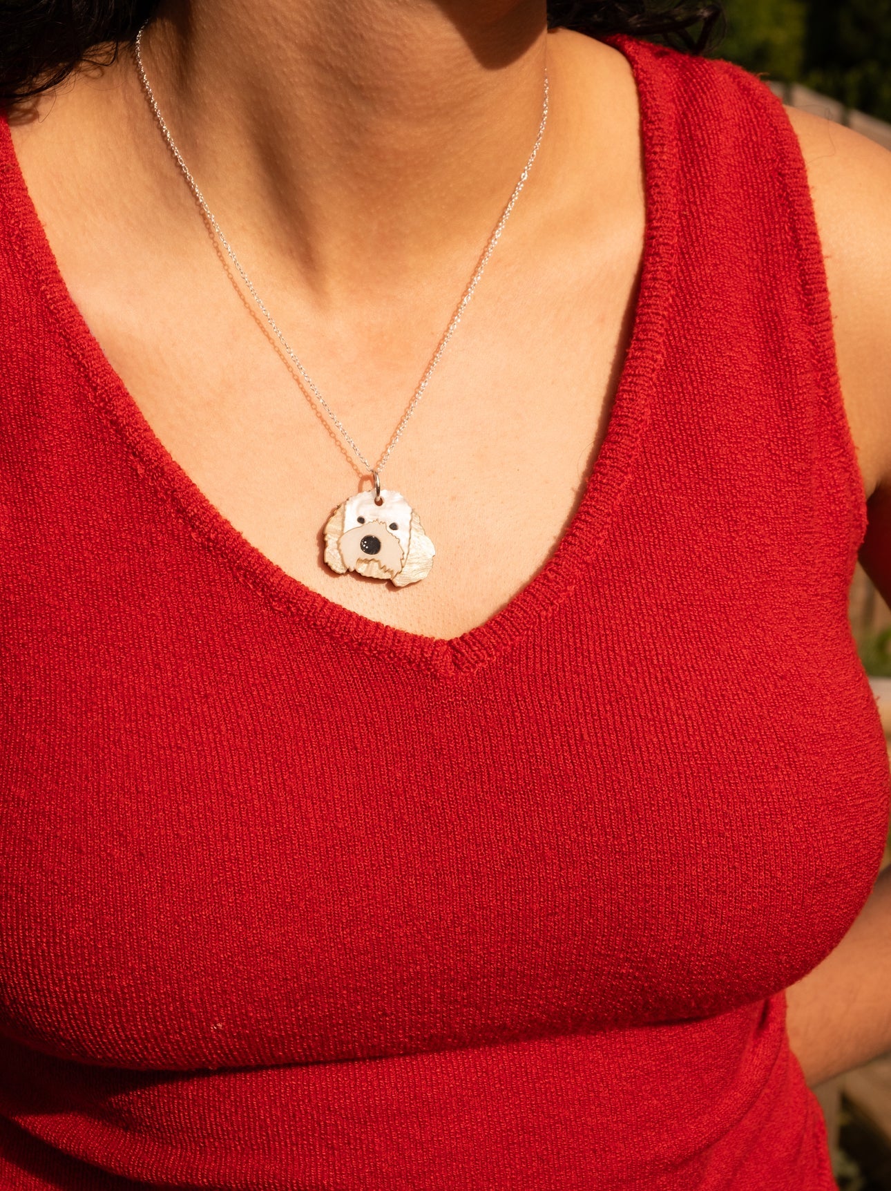 Custom Pet Portrait Necklace with Engraved Name