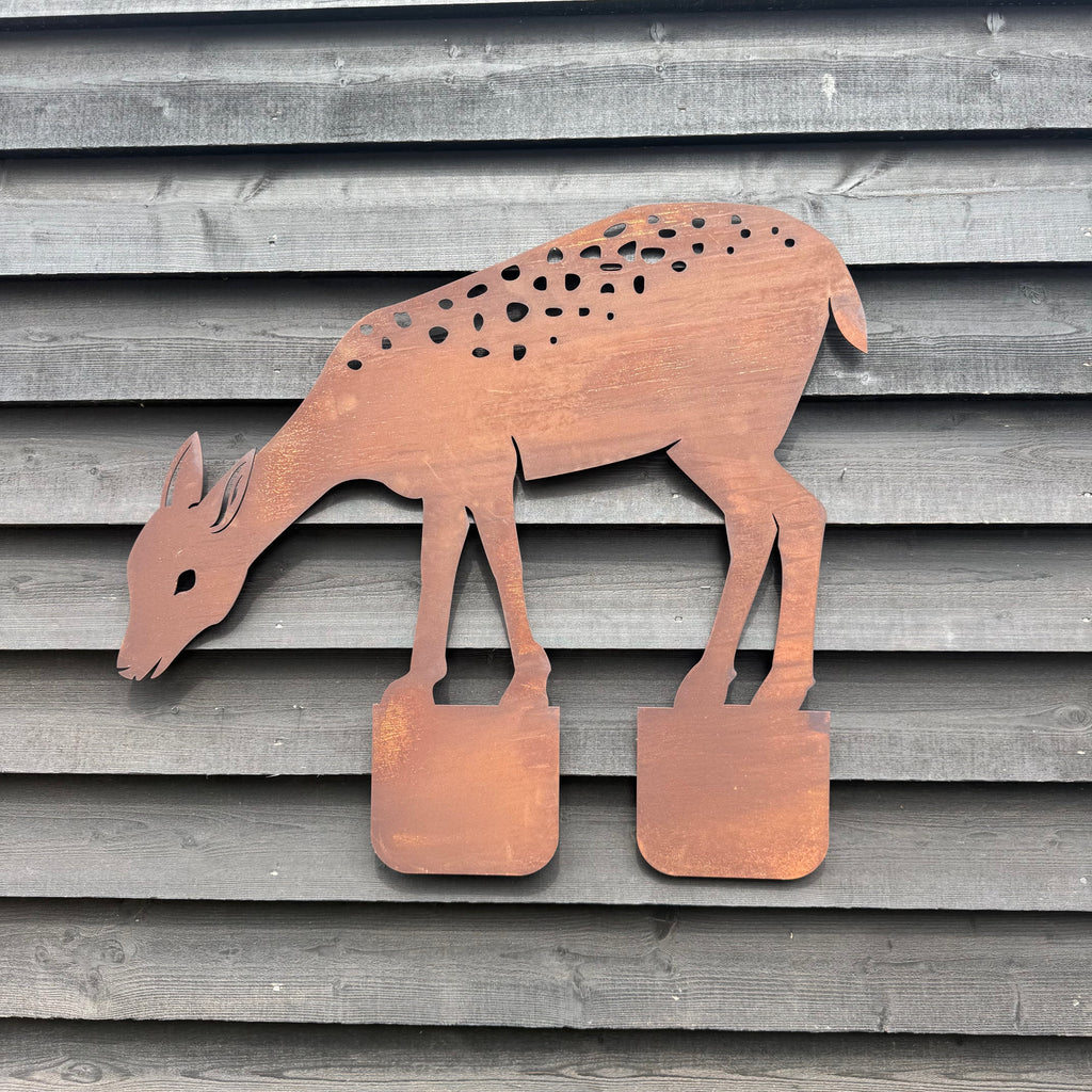 Rusty Metal Deer Garden Statue