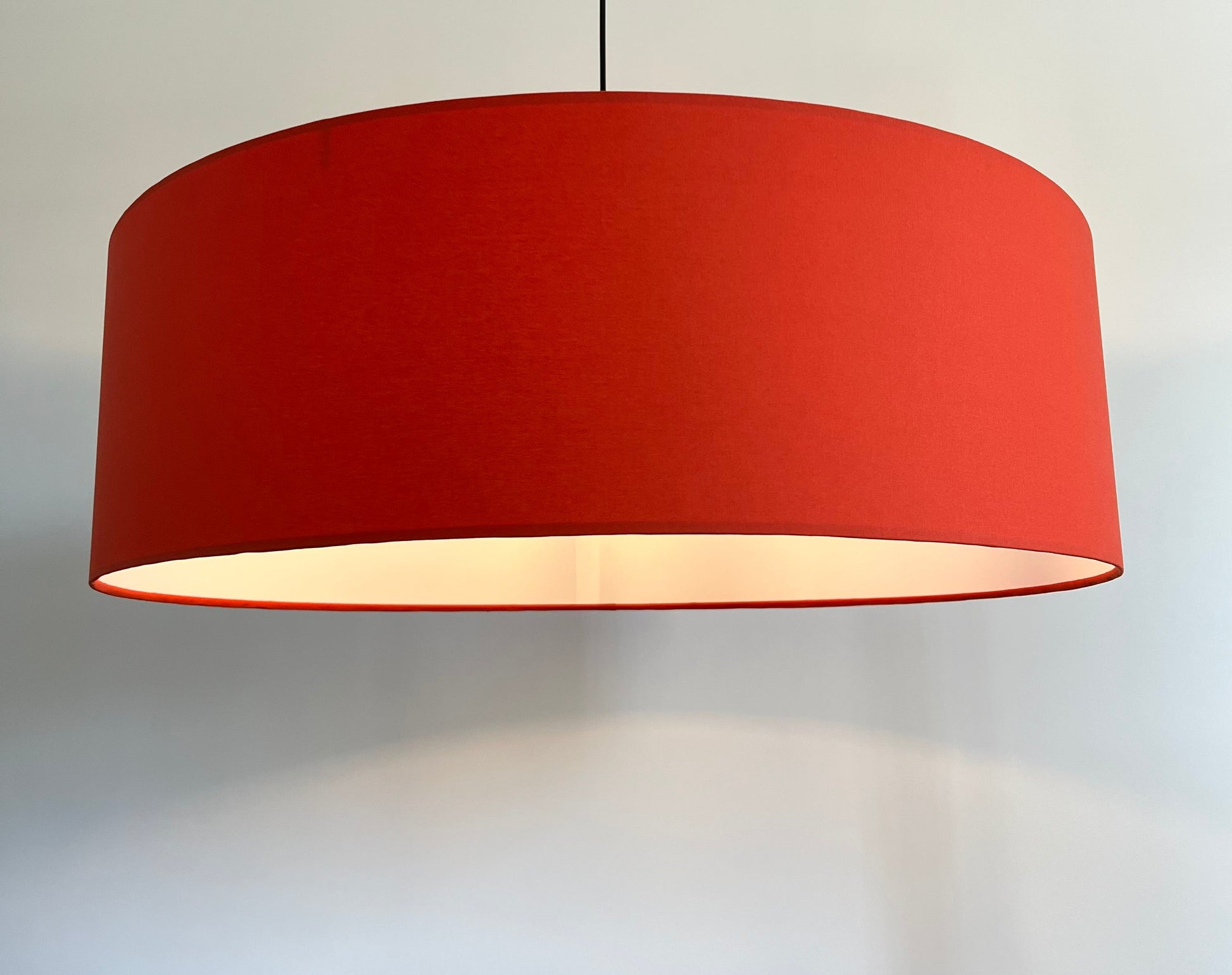 Burnt orange cotton drum lampshade/ ceiling shade with a white lining
