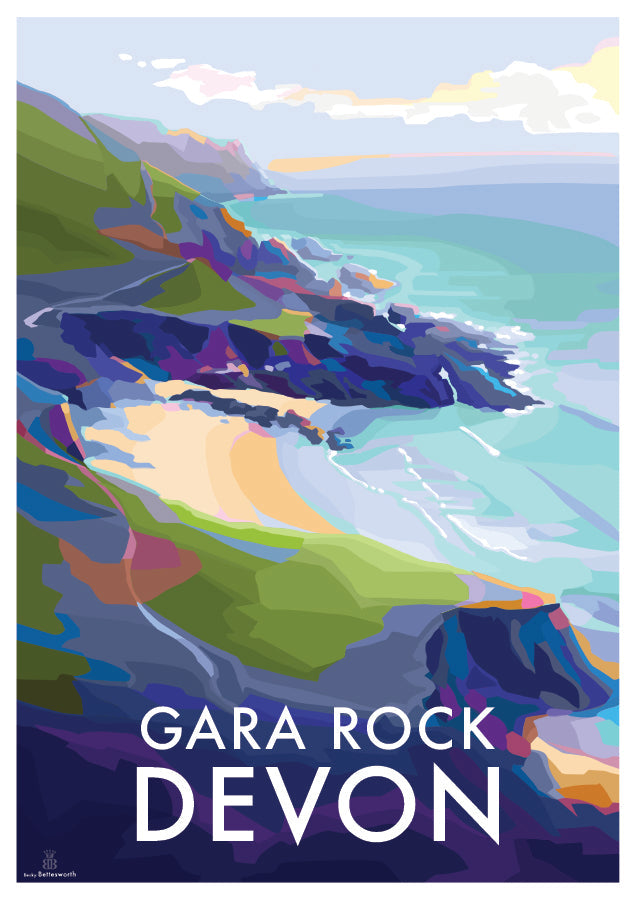 Gara Rock Devon Beach Travel Poster