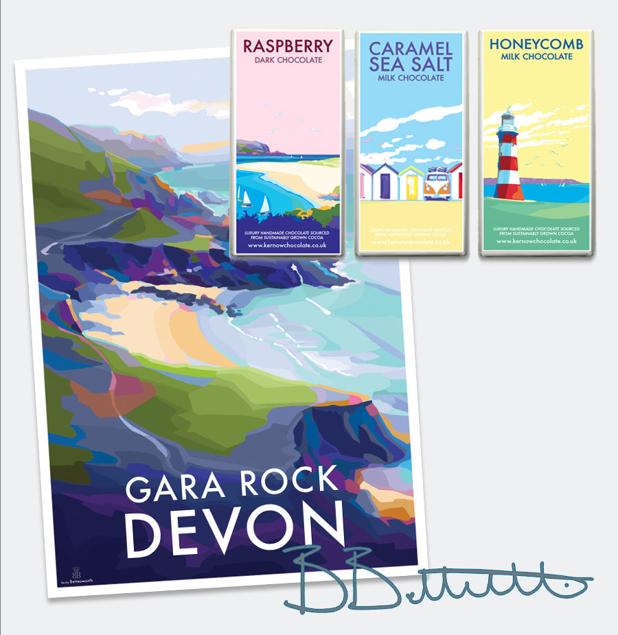 Gara Rock Devon Beach Travel Poster