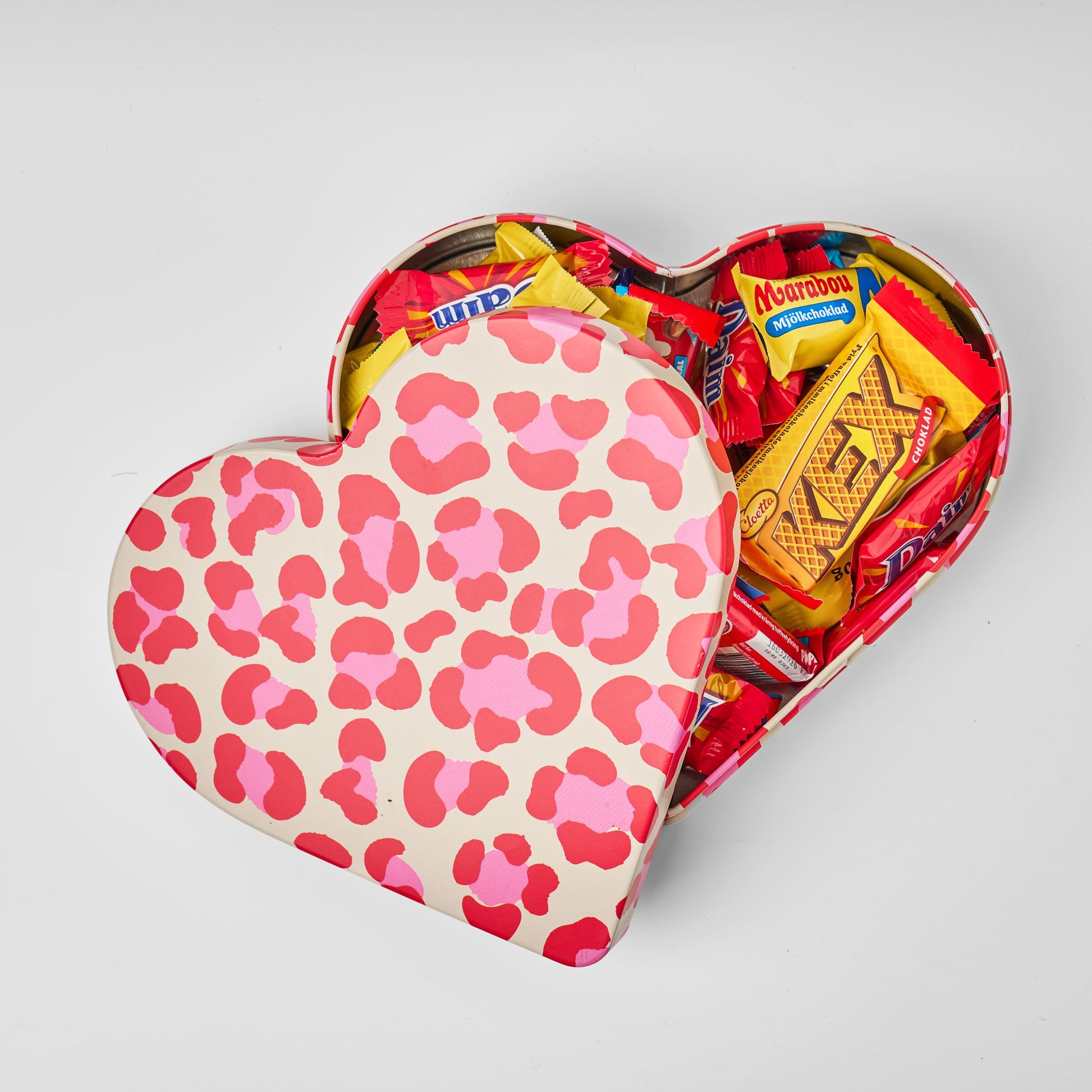 Kram Heart Shaped Tin with Swedish Chocolates and Candy