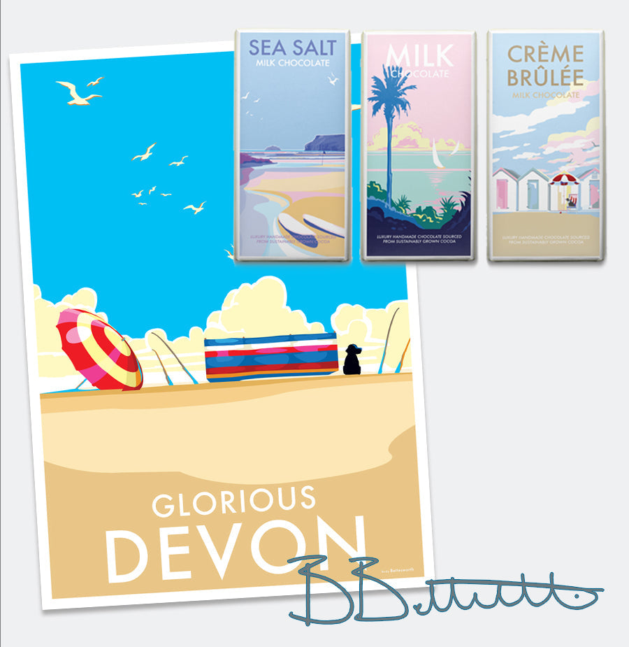 Glorious Devon Vintage Seaside Print