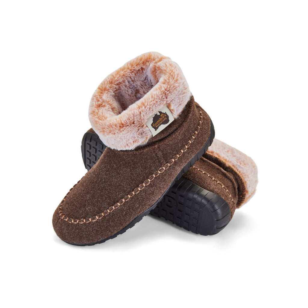 Ossa High Men's Slipper Boot in Chocolate and Cream