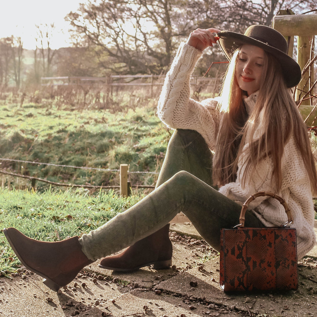 Women's Brown Suede Chelsea Boots with Welted Leather Sole