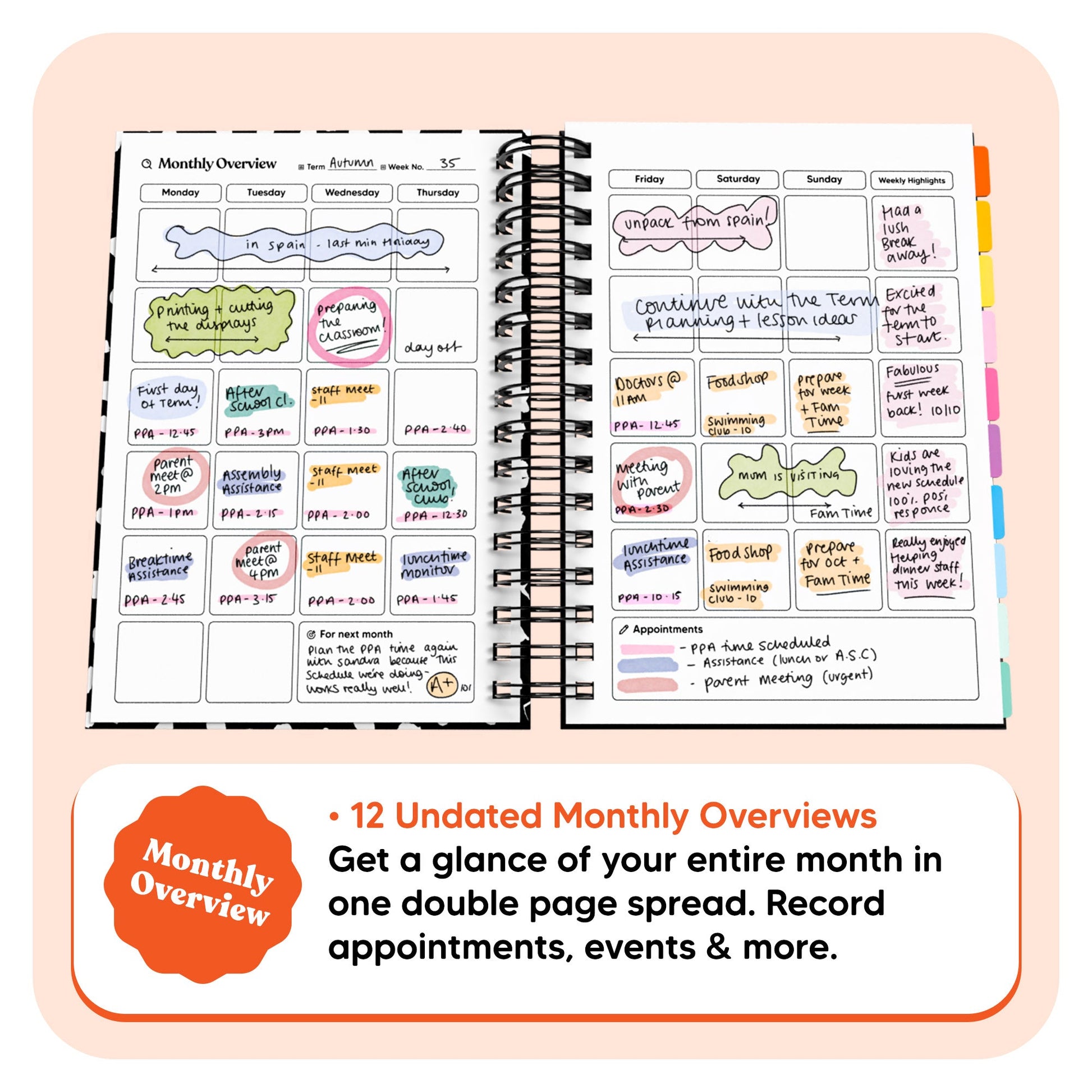 Undated Spiral Teacher Journal