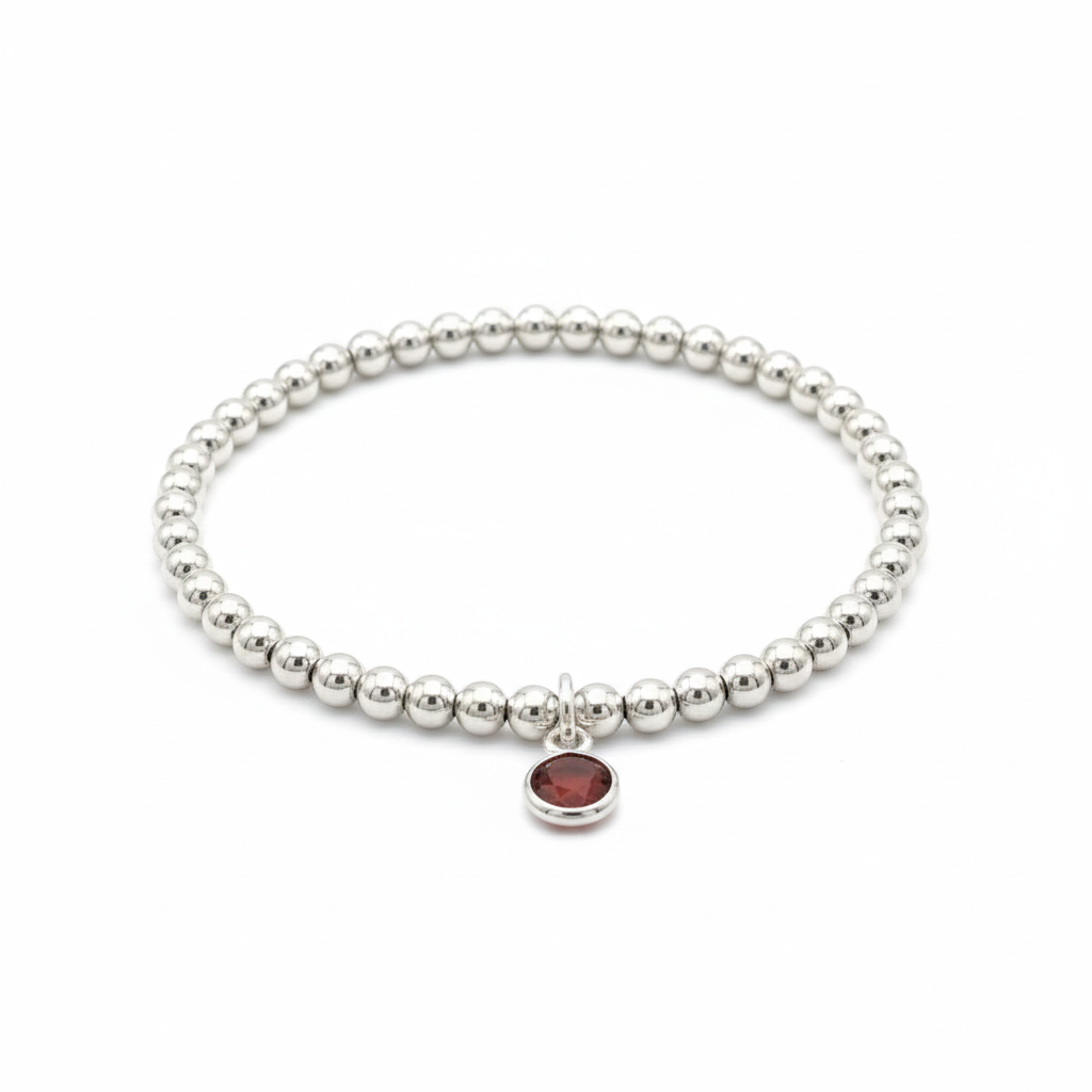 Garnet Birthstone Bracelet in Sterling Silver